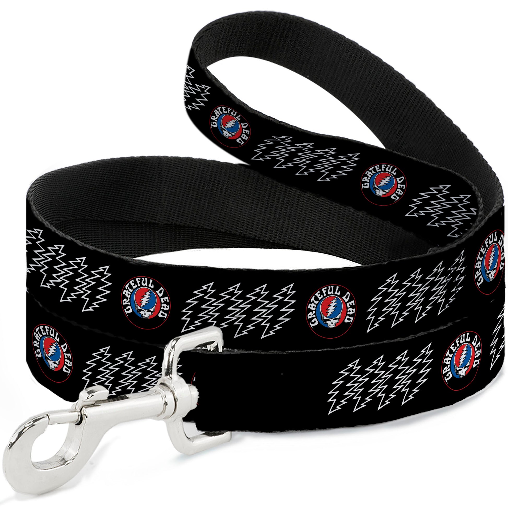 Dog Leash - GRATEFUL DEAD Steal Your Face and Bolts Black/White Dog Leashes Grateful Dead