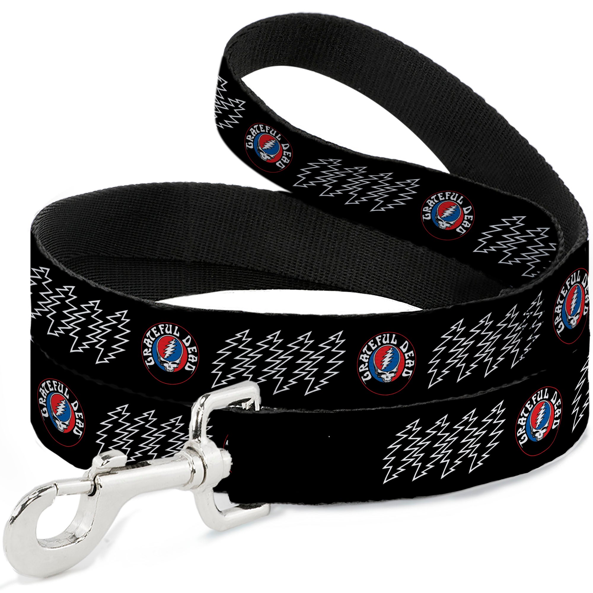 Dog Leash - GRATEFUL DEAD Steal Your Face and Bolts Black/White Dog Leashes Grateful Dead