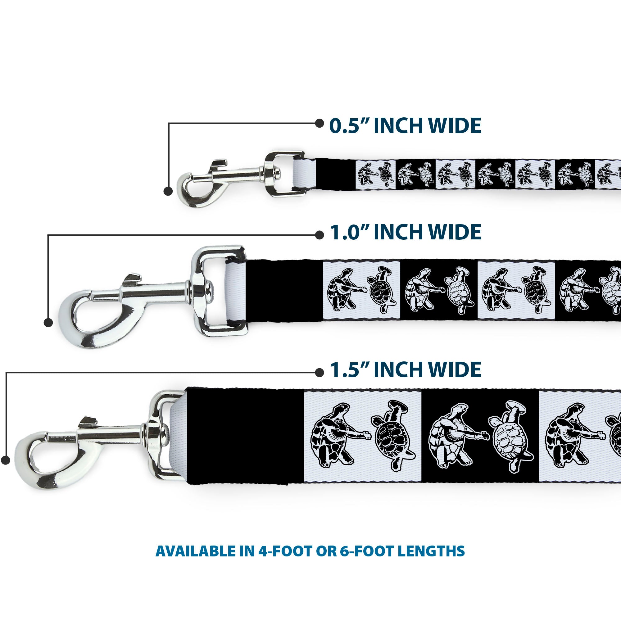 Dog Leash - Grateful Dead Dancing Terrapin Blocks Black/White Dog Leashes Grateful Dead