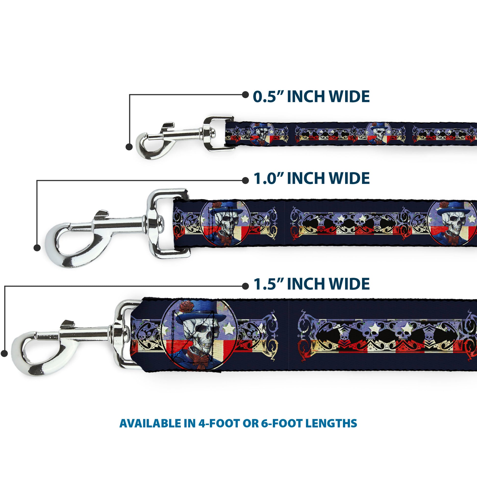 Dog Leash - Grateful Dead Dave's Picks Skeleton Americana Bonus Art Dog Leashes Grateful Dead