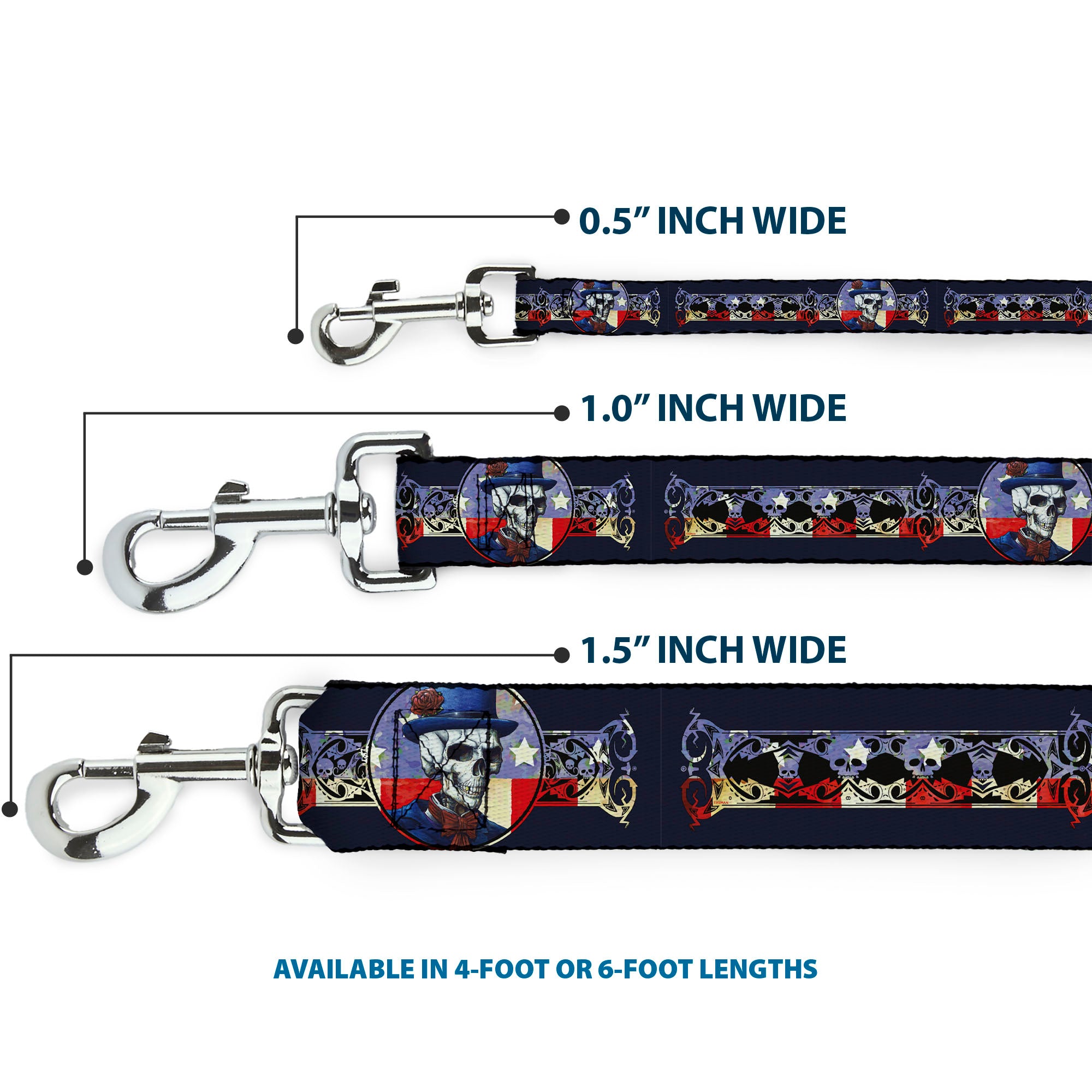 Dog Leash - Grateful Dead Dave's Picks Skeleton Americana Bonus Art Dog Leashes Grateful Dead