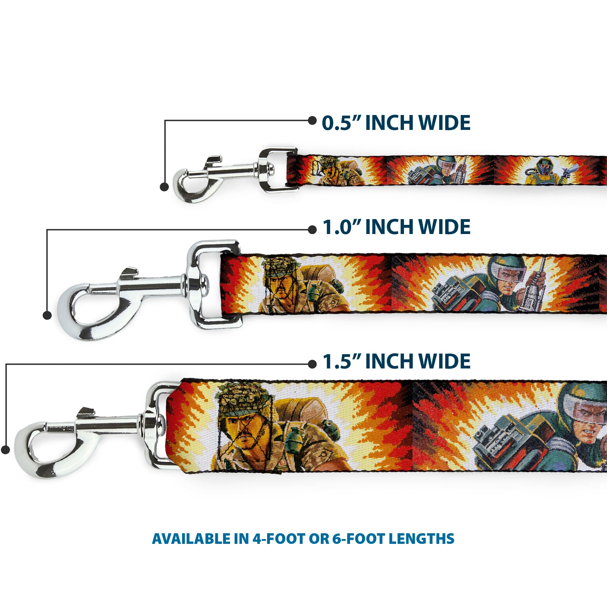 Dog Leash - GI Joe Retro Footloose Flash Air Tight Character File Card Explosion Poses Dog Leashes GI Joe