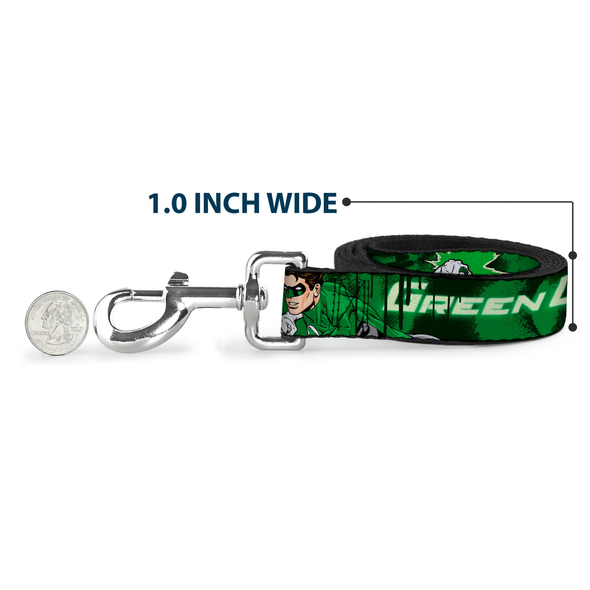 Dog Leash - Green Lantern Green Glow w/Text Dog Leashes DC Comics