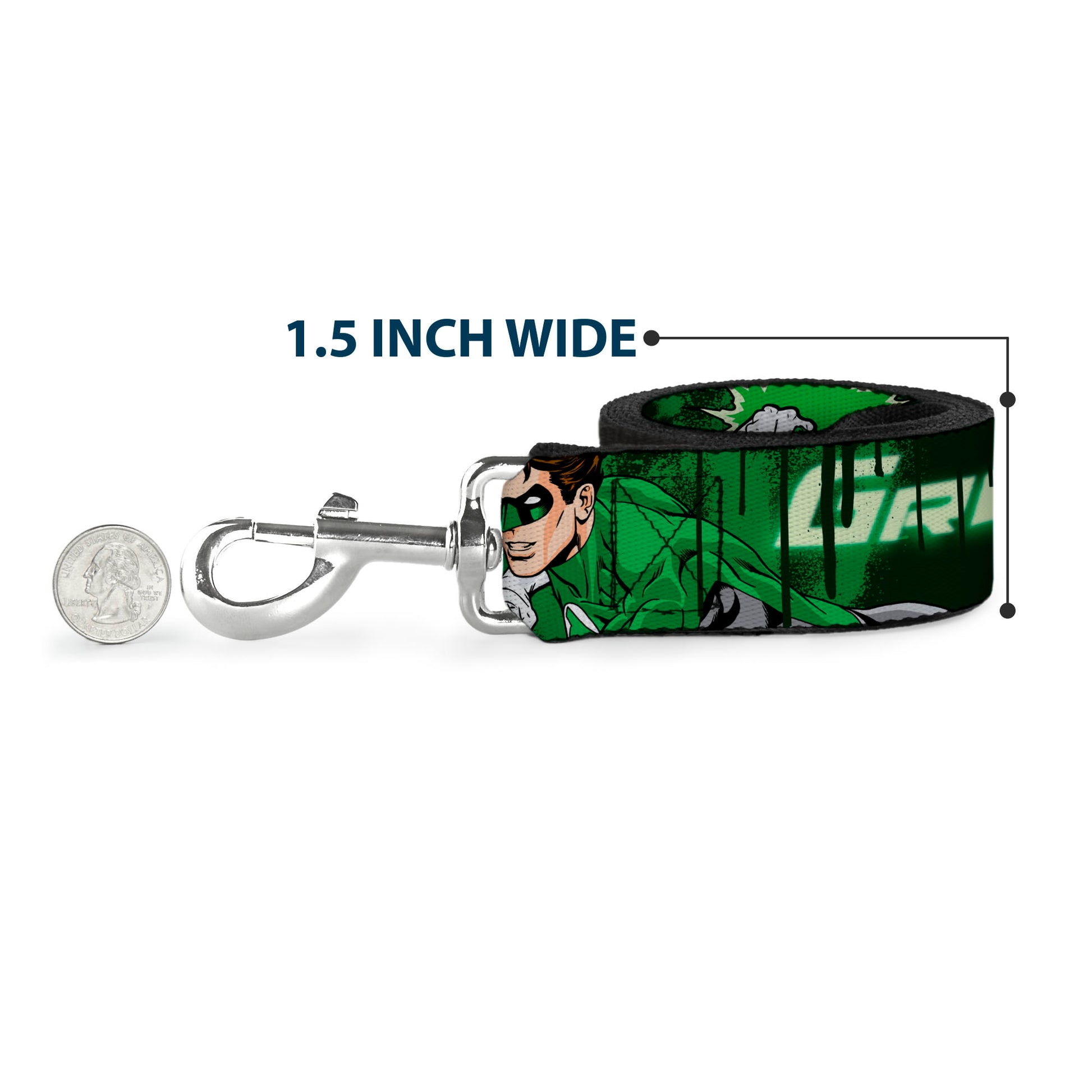 Dog Leash - Green Lantern Green Glow w/Text Dog Leashes DC Comics