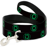 Dog Leash - DC League of Super-Pets Green Lantern Logo Black/Green Dog Leashes DC Comics