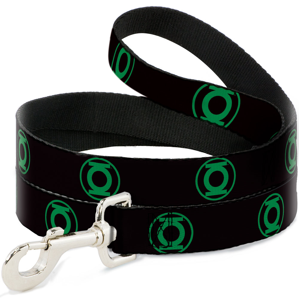 Dog Leash - DC League of Super-Pets Green Lantern Logo Black/Green Dog Leashes DC Comics