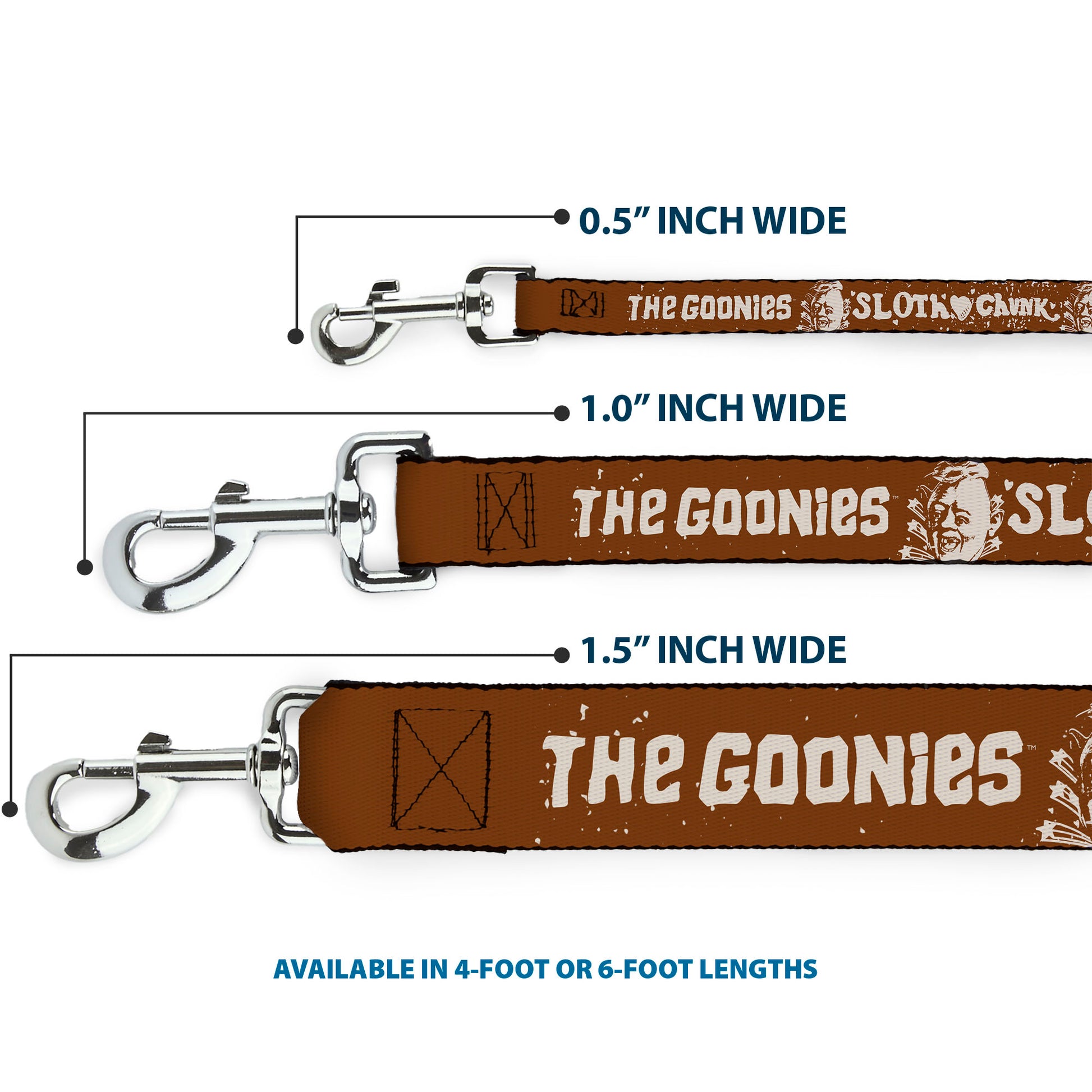 Dog Leash - THE GOONIES SLOTH LOVE CHUNK Quote and Title Logo Brown/Tan Dog Leashes The Goonies