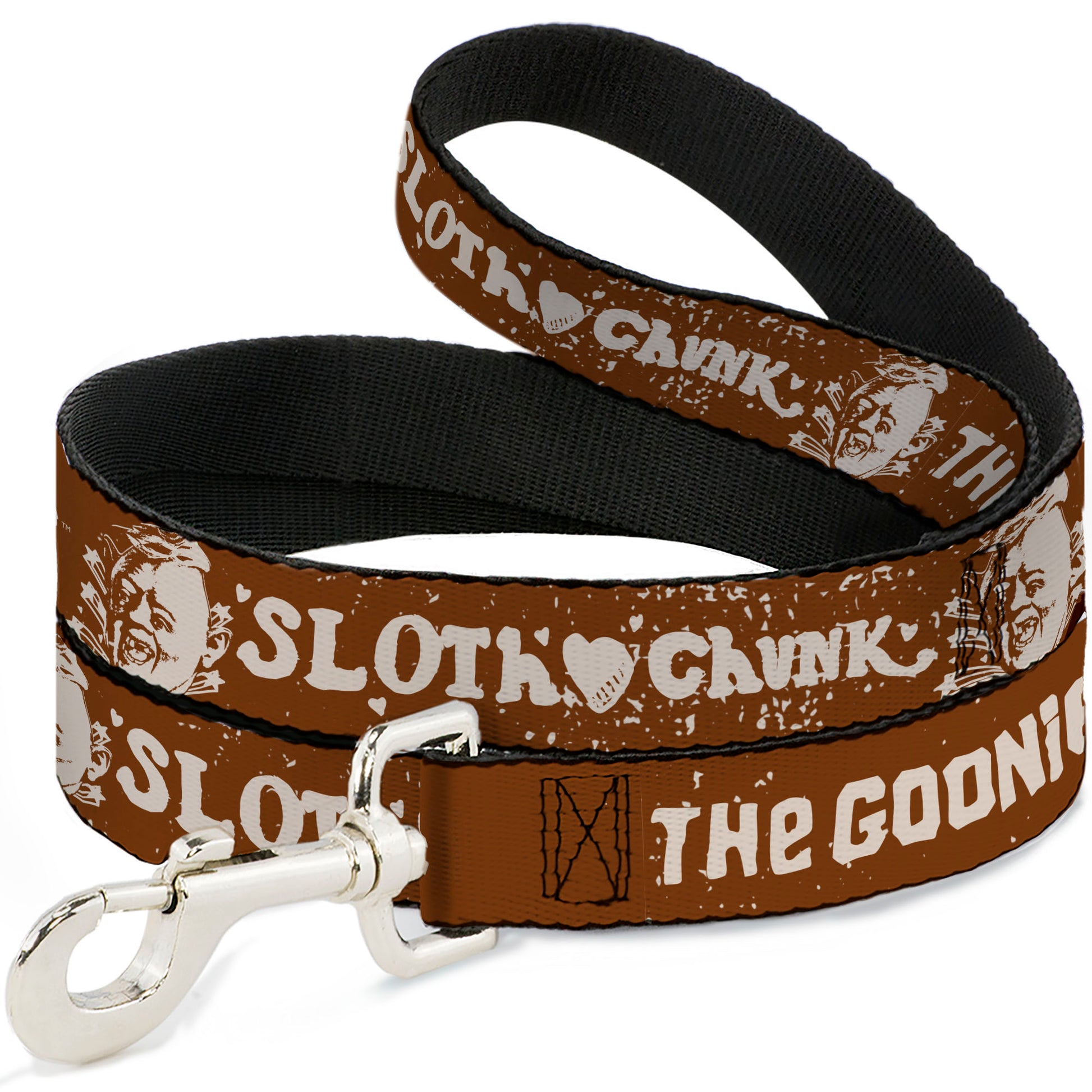 Dog Leash - THE GOONIES SLOTH LOVE CHUNK Quote and Title Logo Brown/Tan Dog Leashes The Goonies