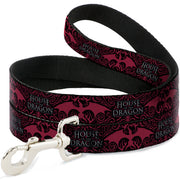 Dog Leash - HOUSE OF THE DRAGON Dragon Icon Black/Red/White Dog Leashes House of the Dragon