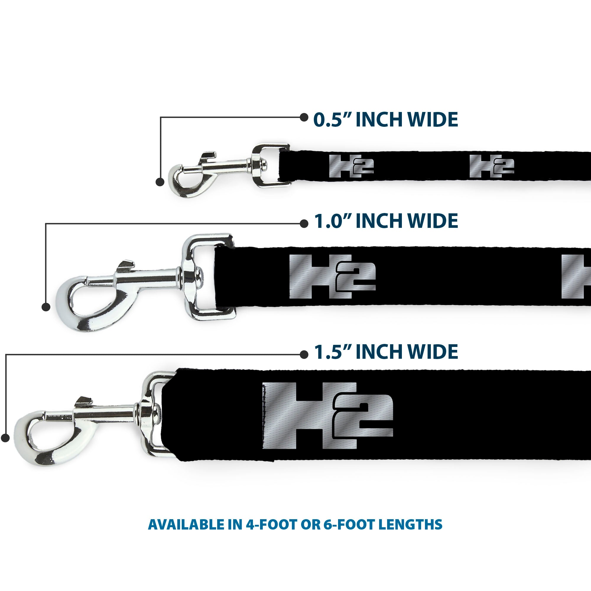Dog Leash - H2 Black/Silver Logo REPEAT Dog Leashes GM General Motors