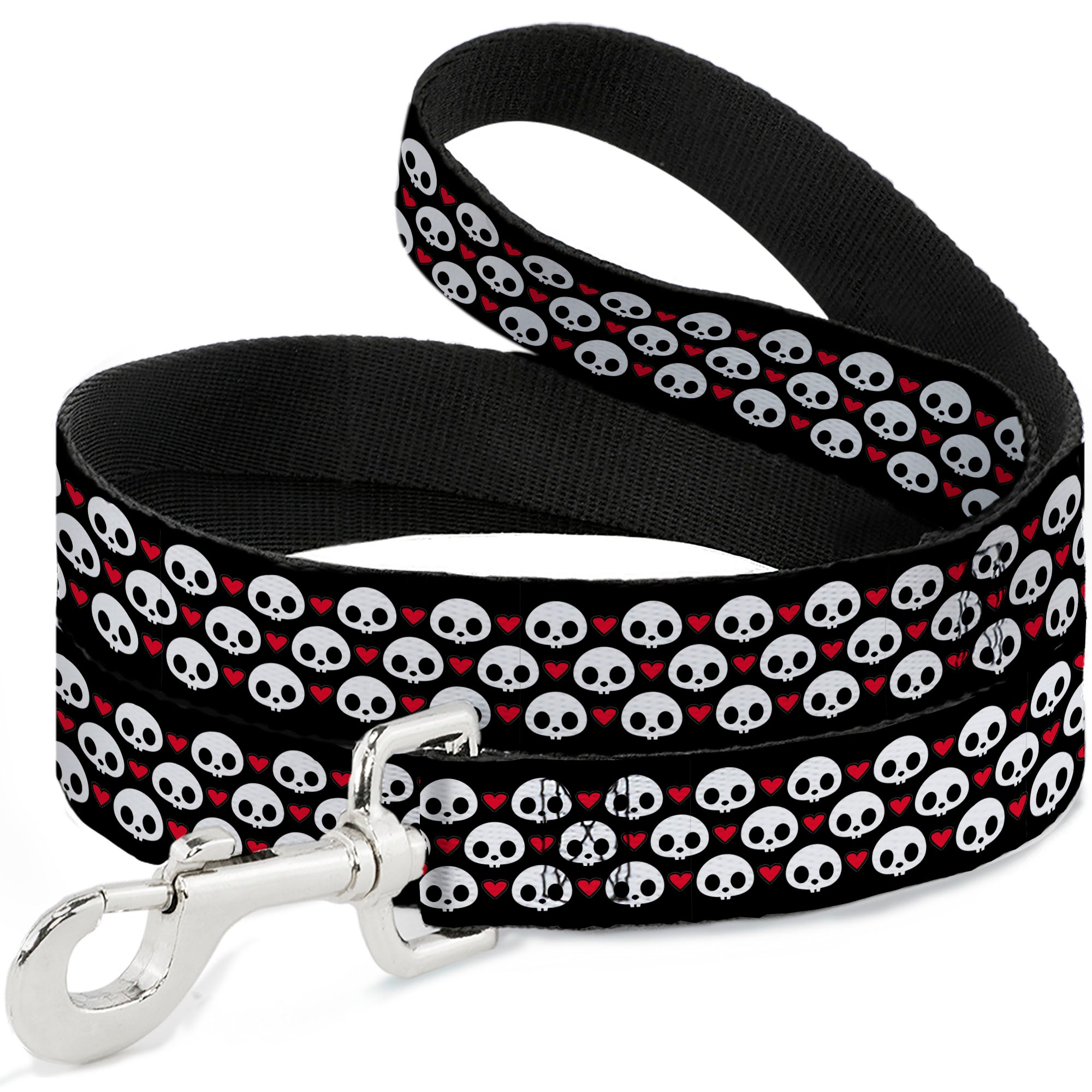 Dog Leash - Skelanimals Face Logo and Heart Black/White/Red