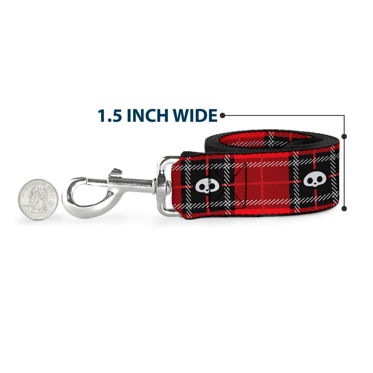 Dog Leash - Skelanimals Face Logo Plaid Red/Black/White Dog Leashes Skelanimals