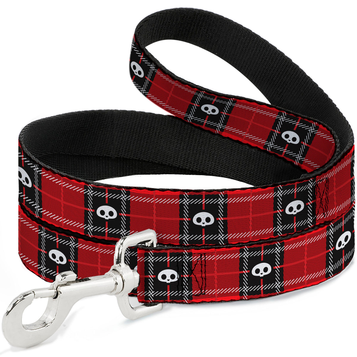 Dog Leash - Skelanimals Face Logo Plaid Red/Black/White Dog Leashes Skelanimals