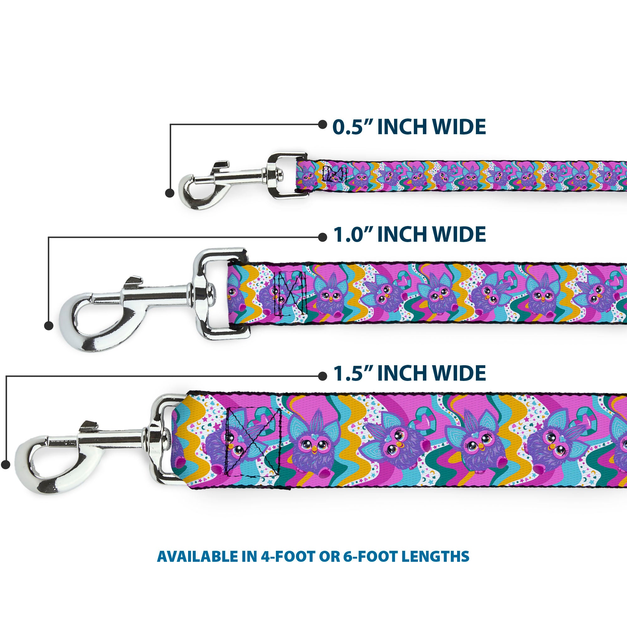 Dog Leash - Furby Purple Dancing Pose Collage Multi Color Dog Leashes Furby