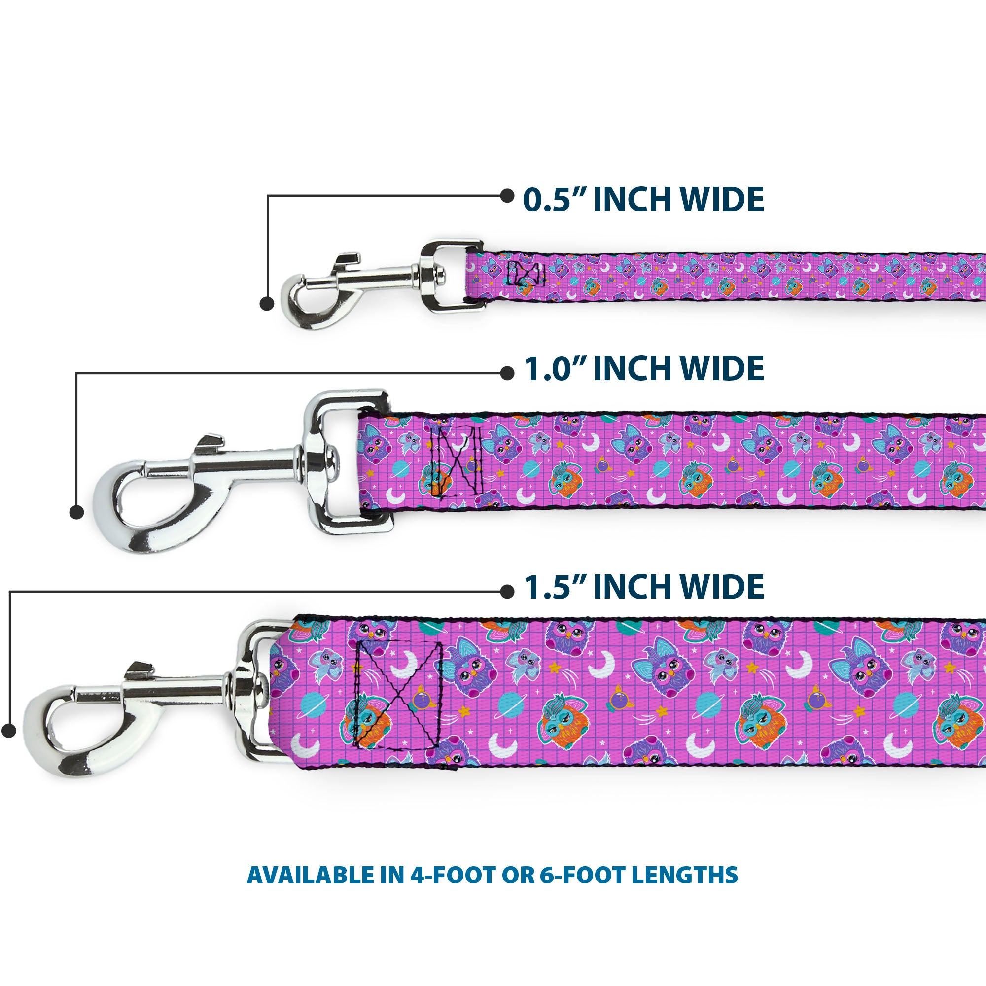 Dog Leash - Furby and Furblets Galaxy Grid Collage Pink/Purple Dog Leashes Furby