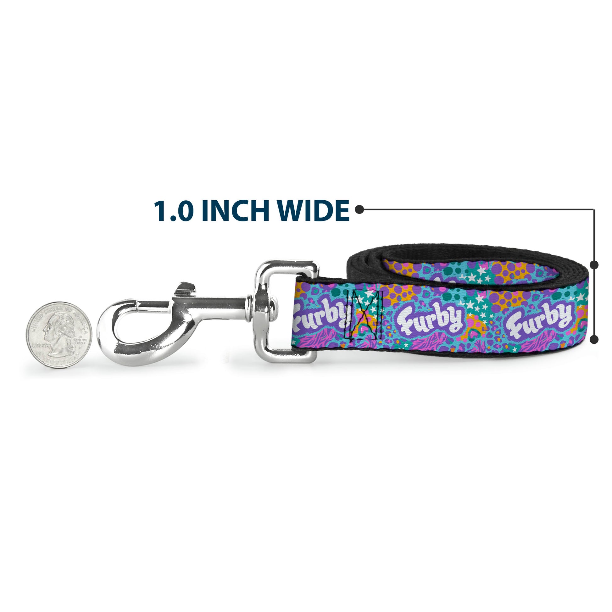 Dog Leash - FURBY Title Logo and Fur Prints Collage Multi Color/White Dog Leashes Furby