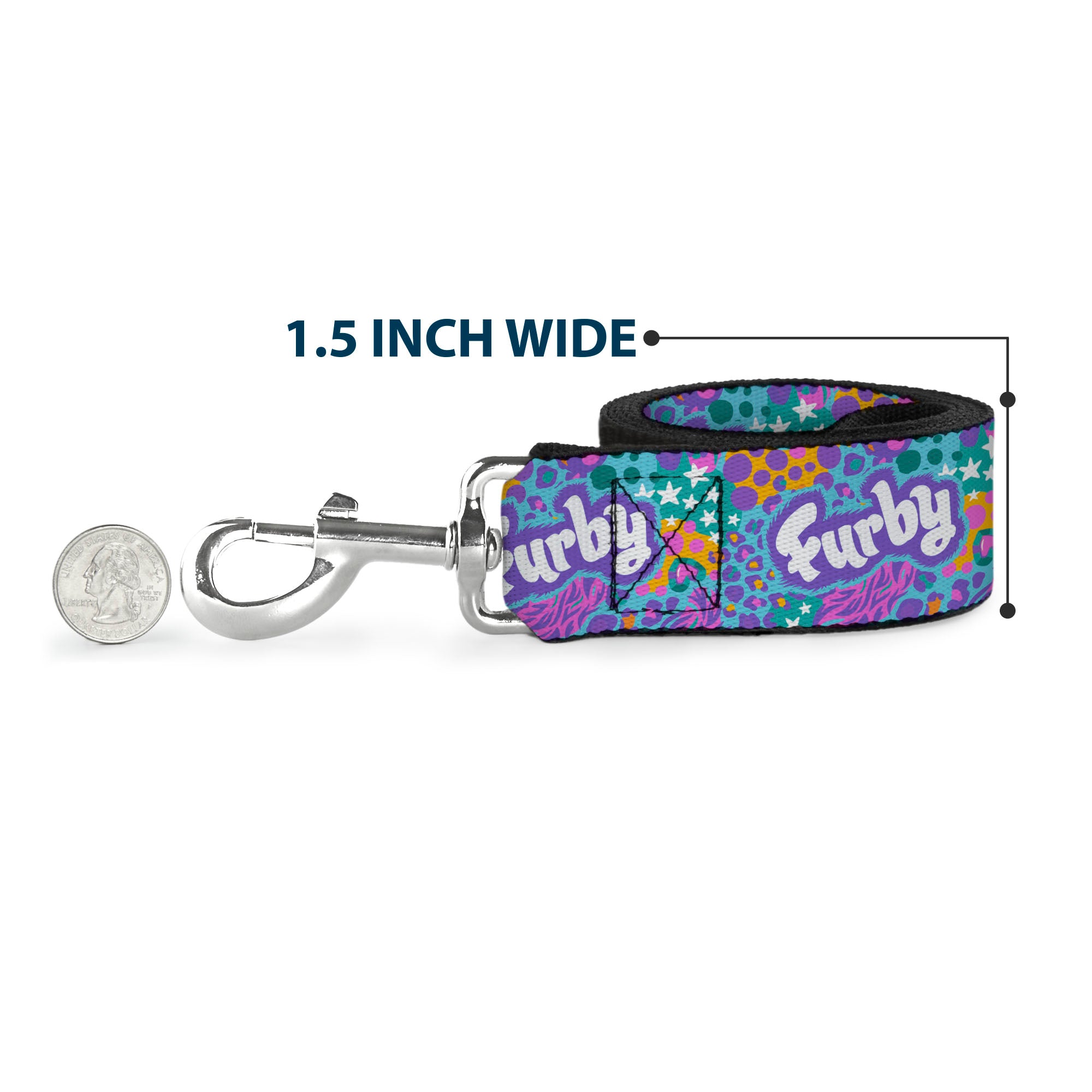 Dog Leash - FURBY Title Logo and Fur Prints Collage Multi Color/White Dog Leashes Furby