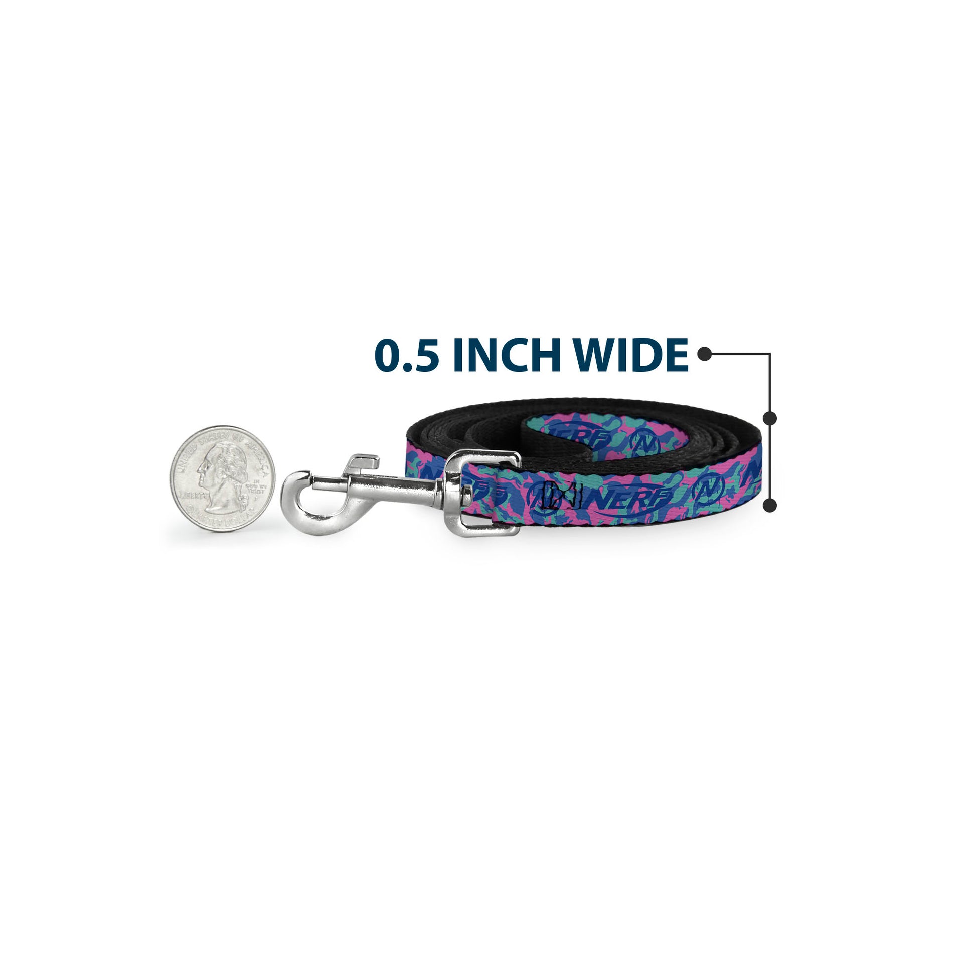 Dog Leash - NERF Logo and Icon Camo Blues/Pinks Dog Leashes Nerf