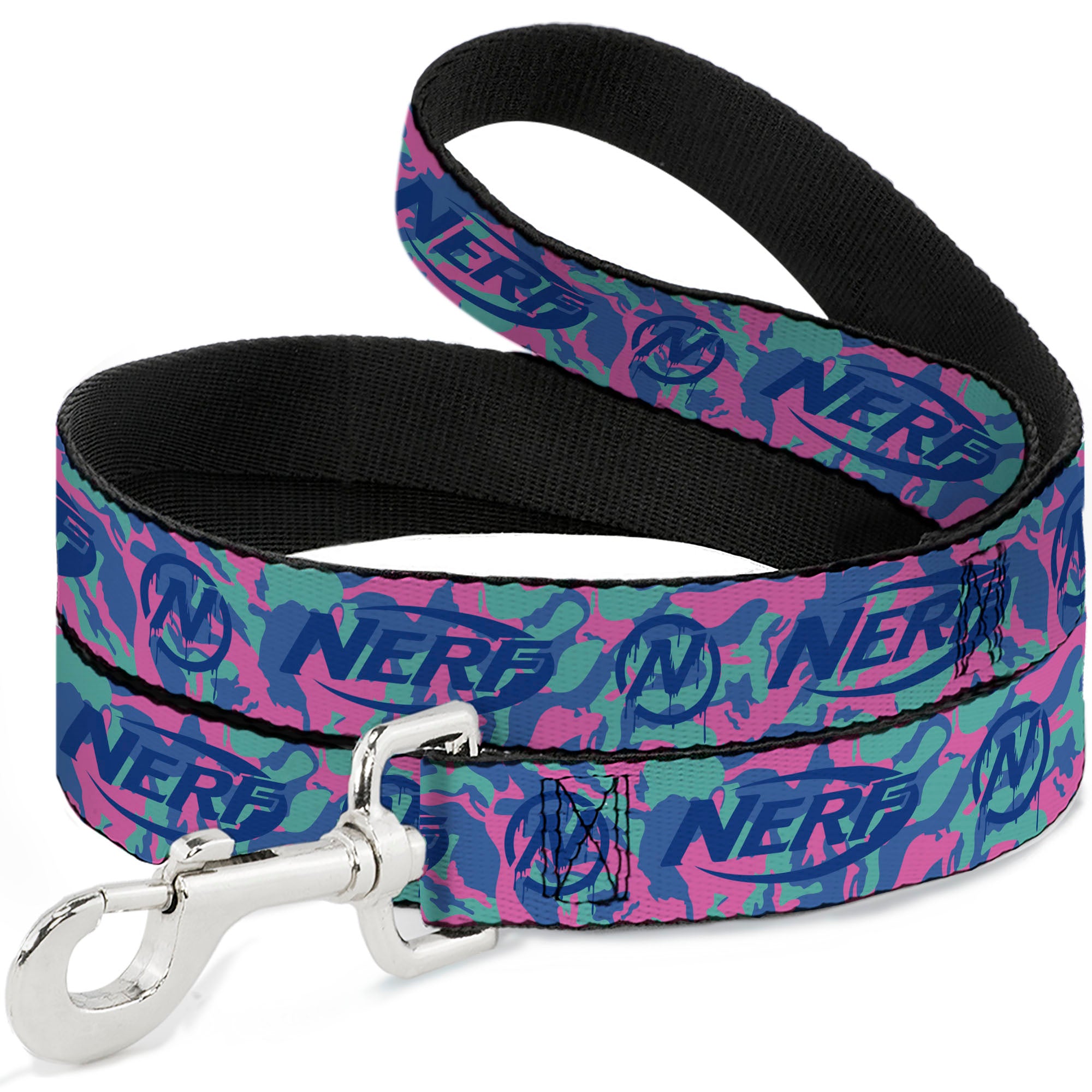 Dog Leash - NERF Logo and Icon Camo Blues/Pinks Dog Leashes Nerf