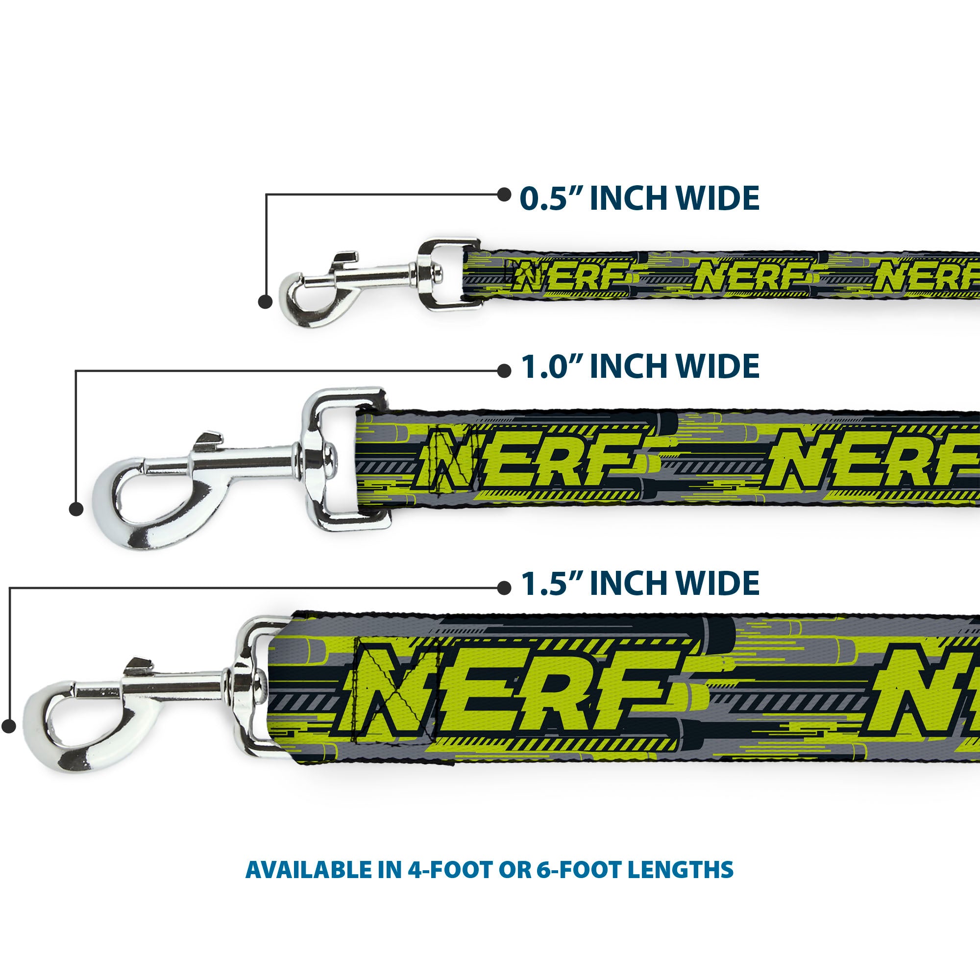 Dog Leash - NERF Text Glitch Logo Gray/Yellow/Black Dog Leashes Nerf