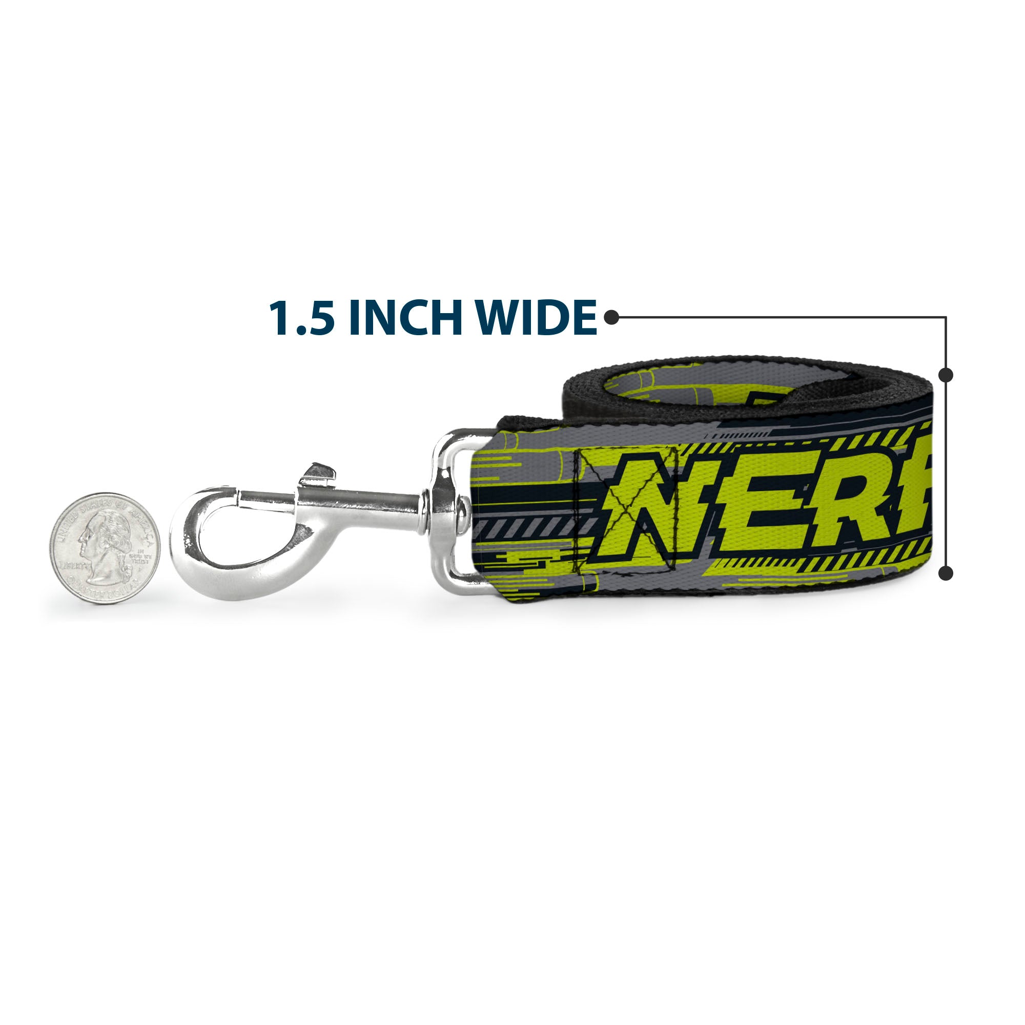 Dog Leash - NERF Text Glitch Logo Gray/Yellow/Black Dog Leashes Nerf