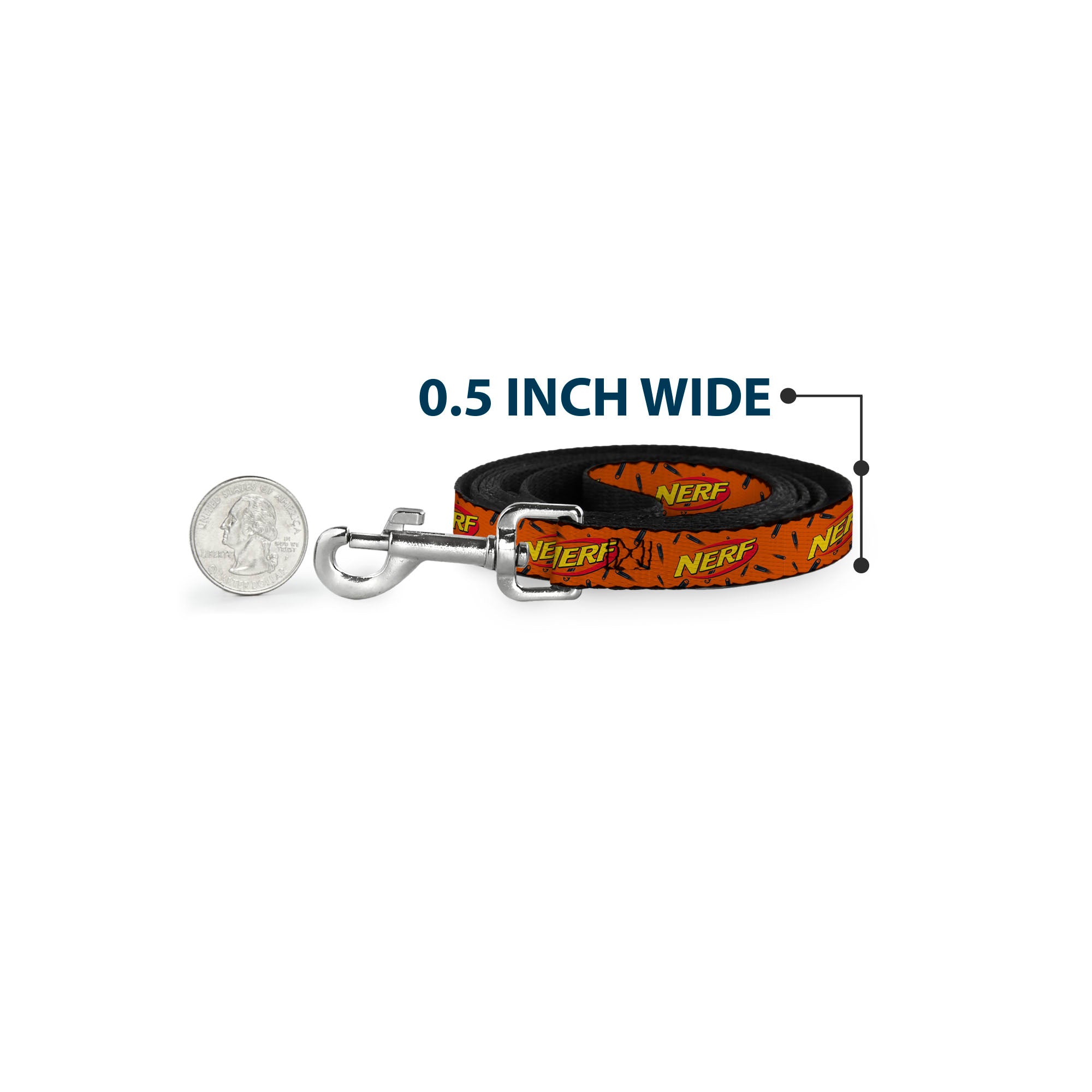 Dog Leash - NERF Logo Darts Scattered Orange/Black Dog Leashes Nerf