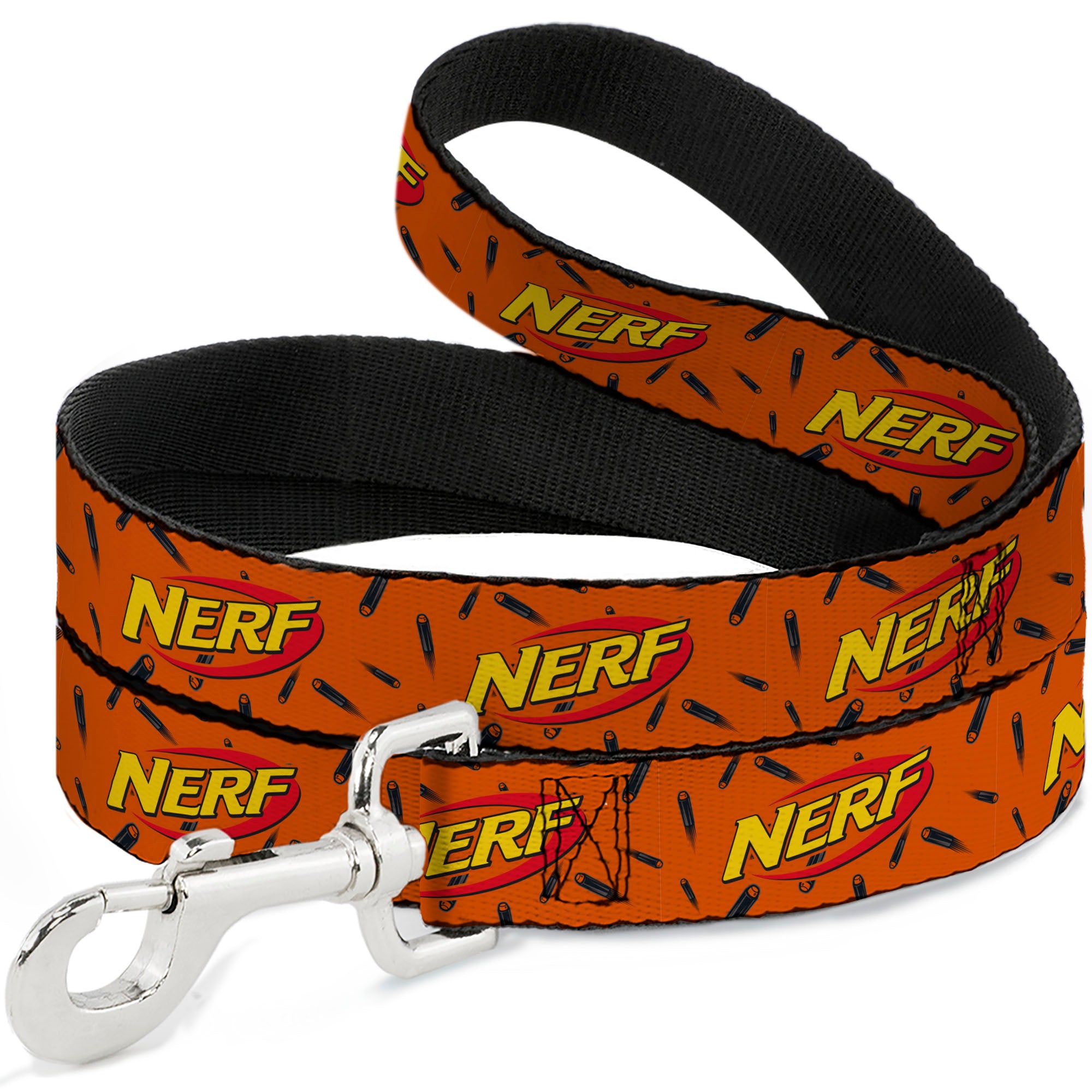 Dog Leash - NERF Logo Darts Scattered Orange/Black Dog Leashes Nerf