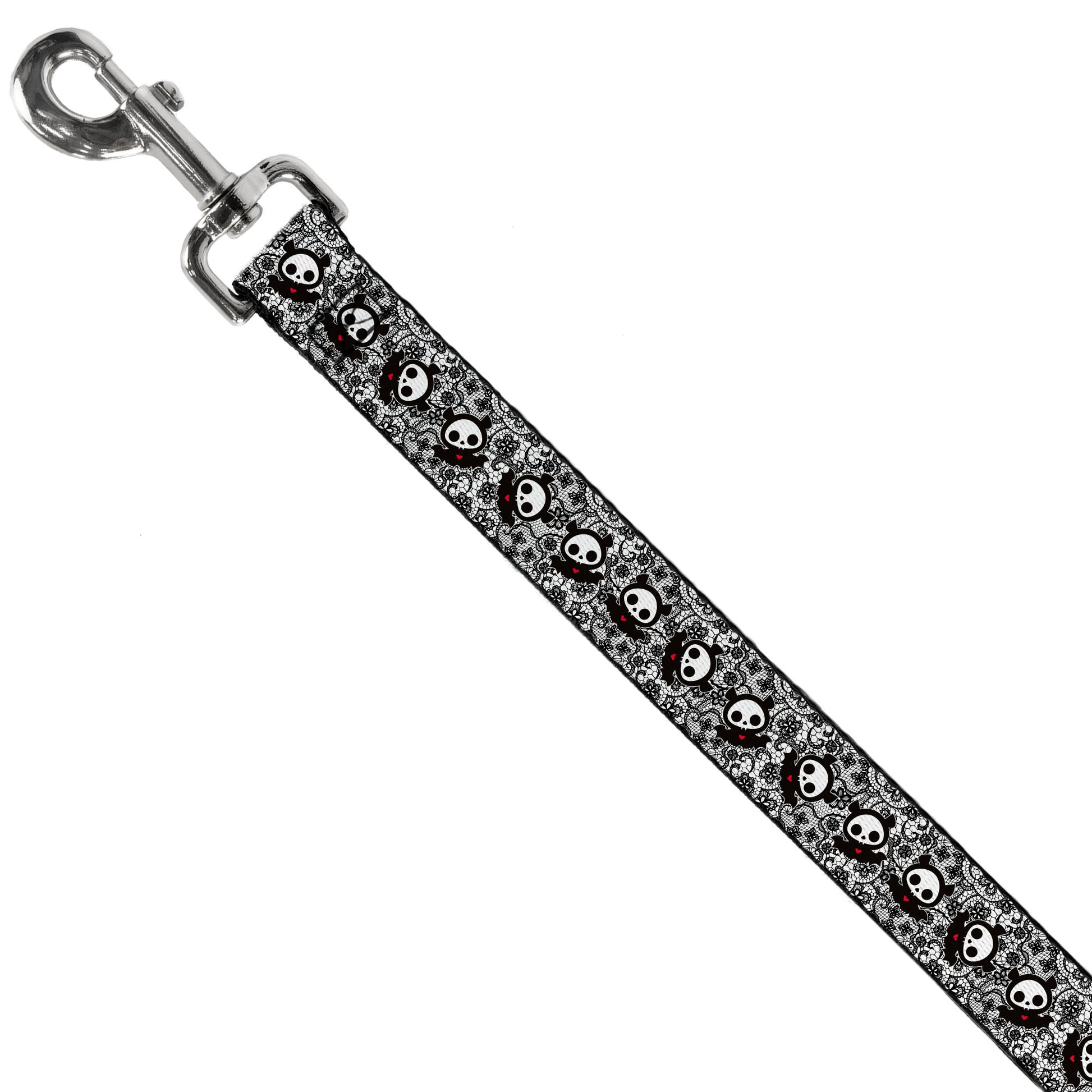 Dog Leash - Skelanimals Diego Pose Lace Print White/Black Dog Leashes Skelanimals