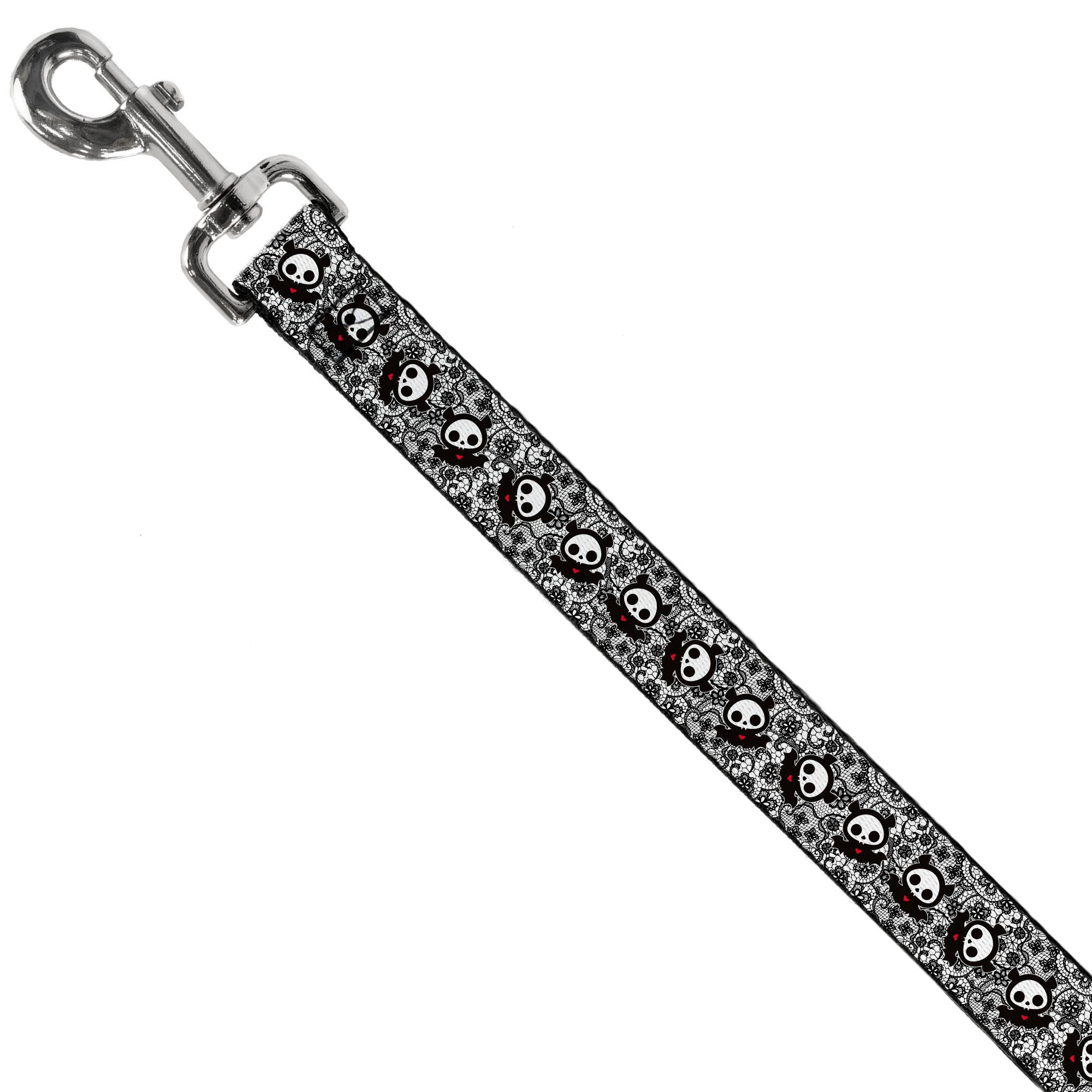 Dog Leash - Skelanimals Diego Pose Lace Print White/Black Dog Leashes Skelanimals