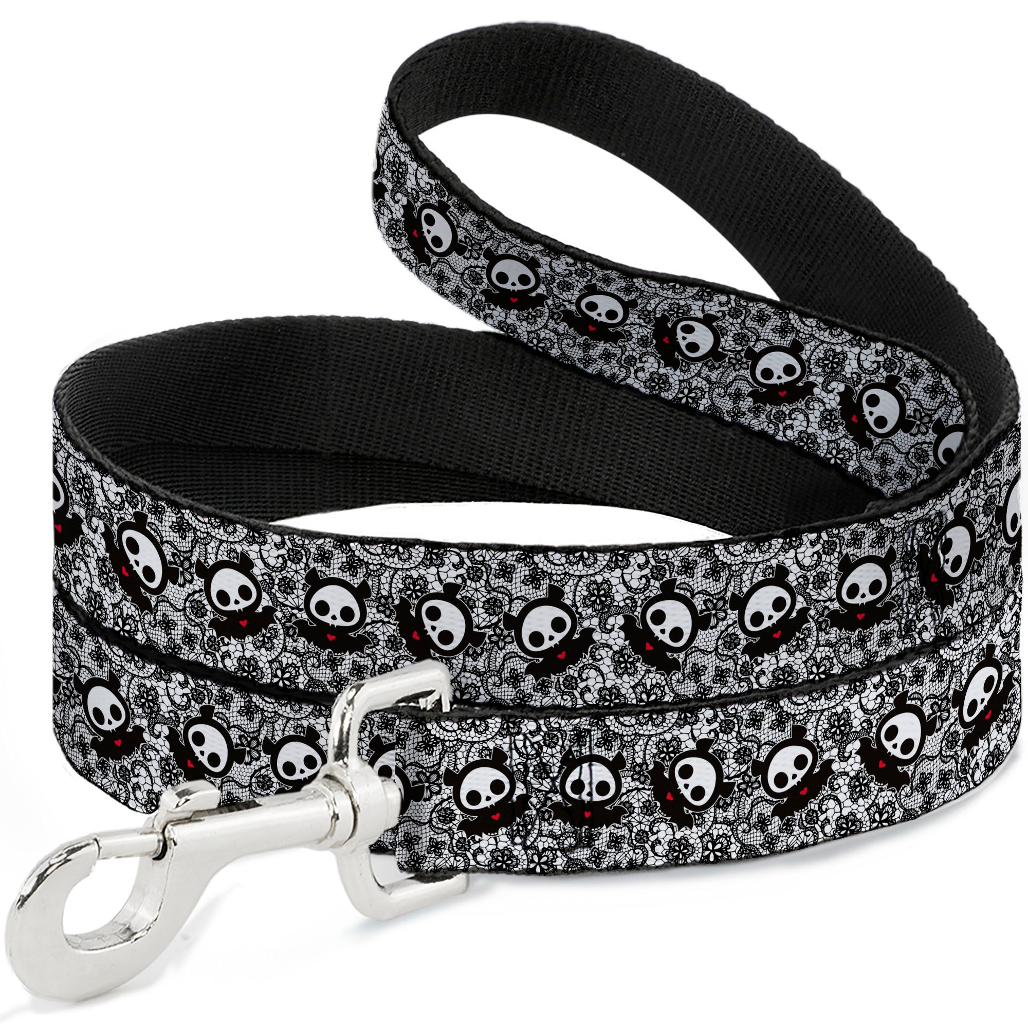 Dog Leash - Skelanimals Diego Pose Lace Print White/Black Dog Leashes Skelanimals
