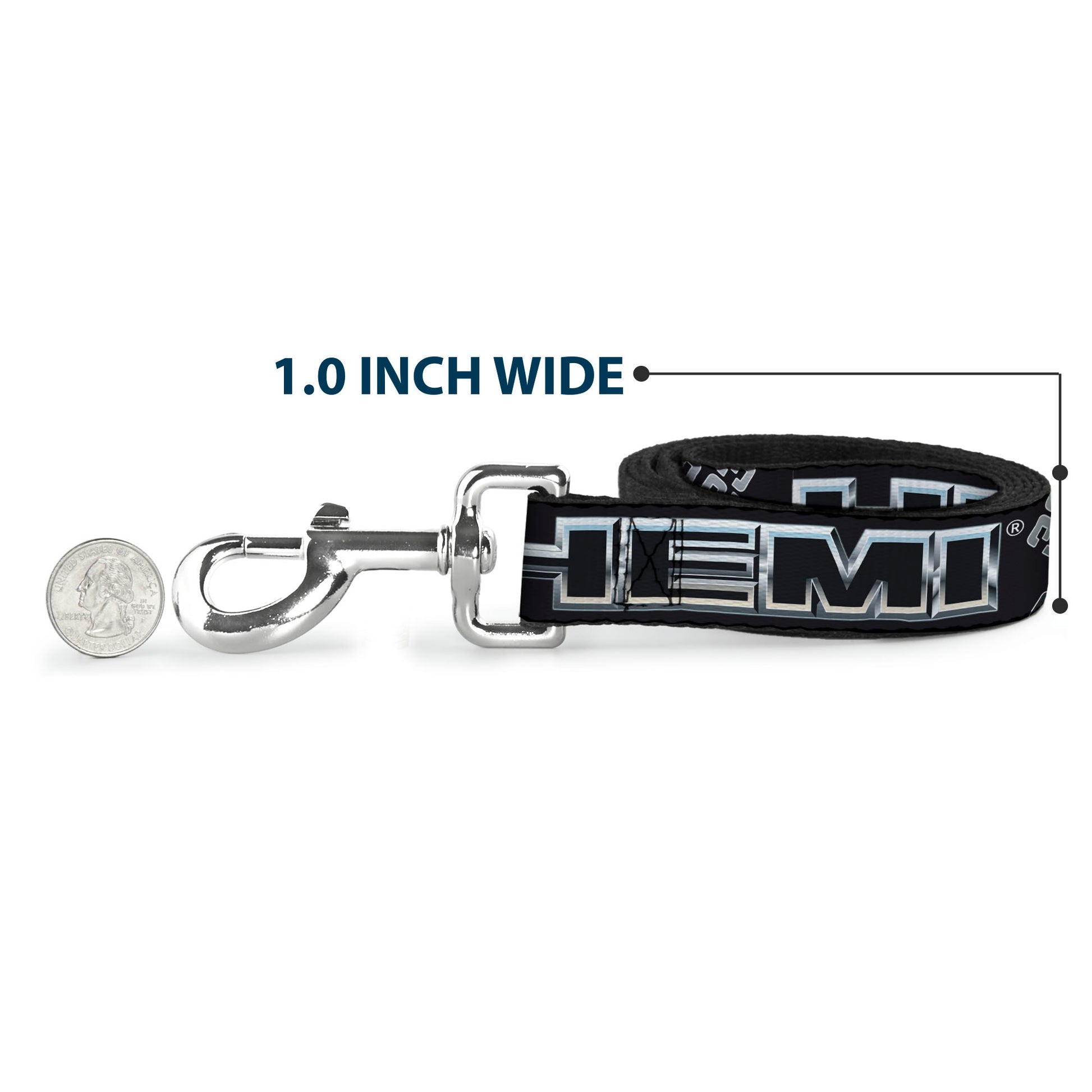 Dog Leash - HEMI Bold Outline 392/426 Black/Silver-Fade Dog Leashes Hemi