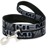 Dog Leash - HEMI Bold Outline 392/426 Black/Silver-Fade Dog Leashes Hemi