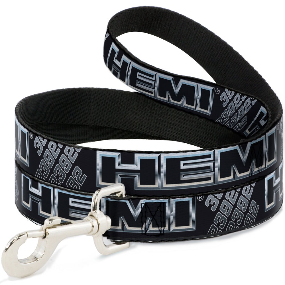 Dog Leash - HEMI Bold Outline 392/426 Black/Silver-Fade Dog Leashes Hemi