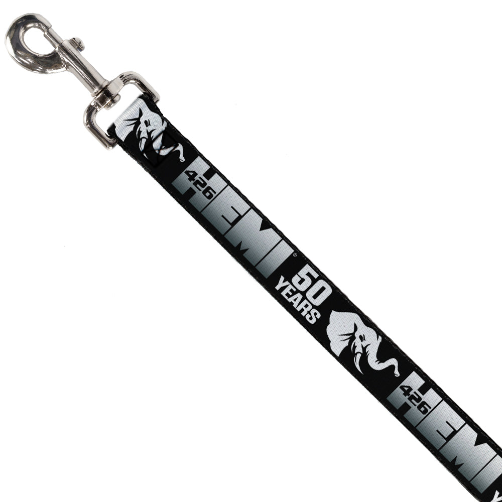 Dog Leash - HEMI 426/Elephant Logo 50 YEARS Black/White/Silver-Fade Dog Leashes Hemi
