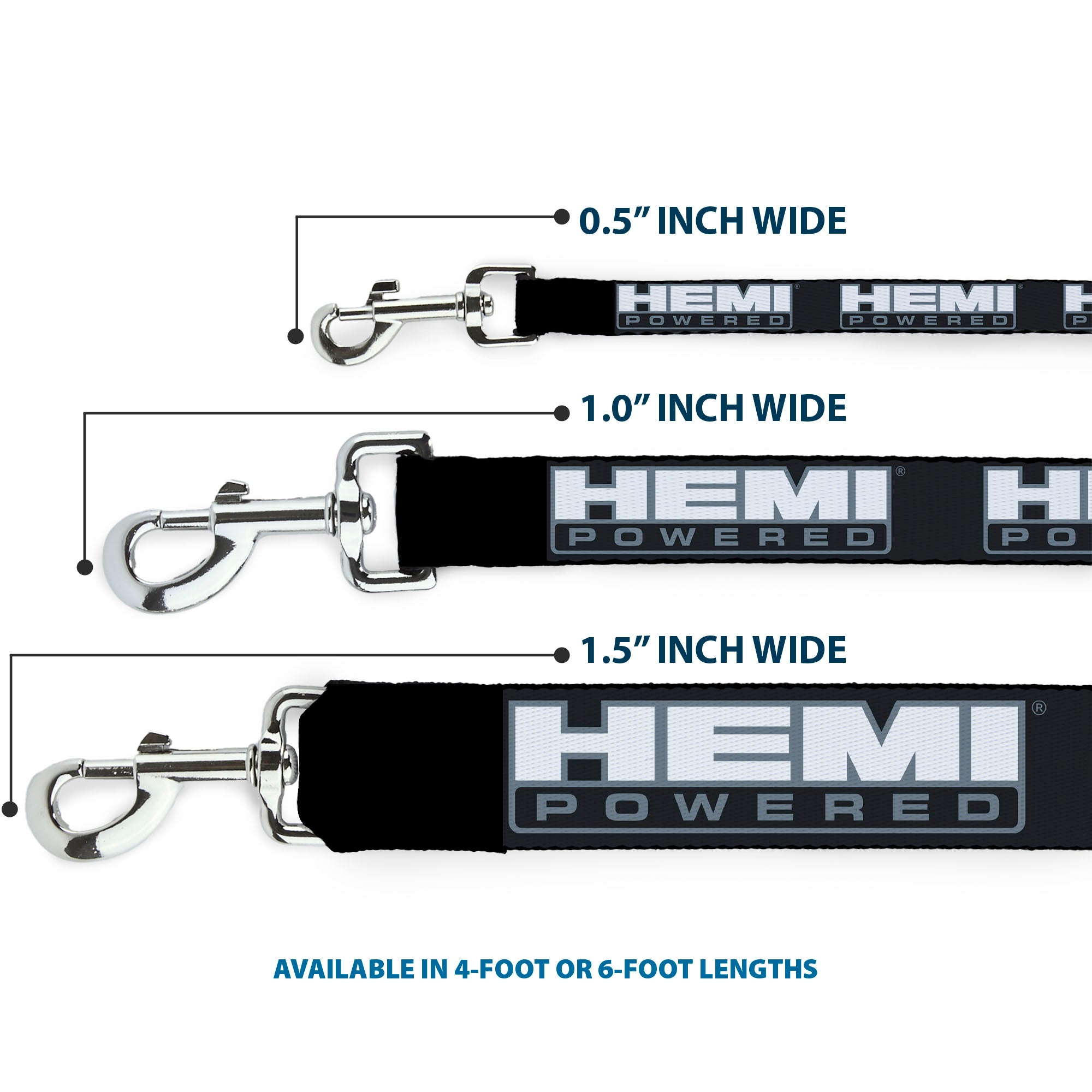 Dog Leash - HEMI POWERED Logo Black/Gray/White Dog Leashes Hemi