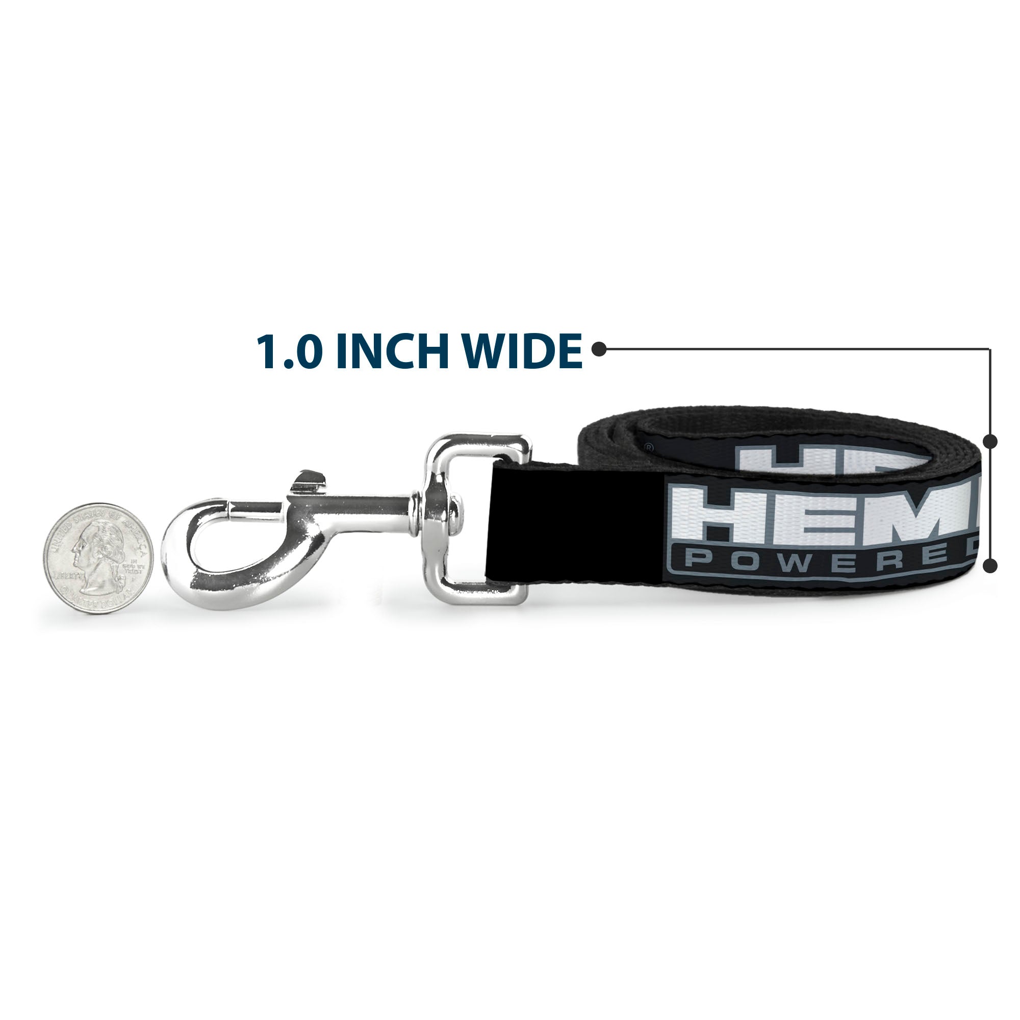 Dog Leash - HEMI POWERED Logo Black/Gray/White Dog Leashes Hemi