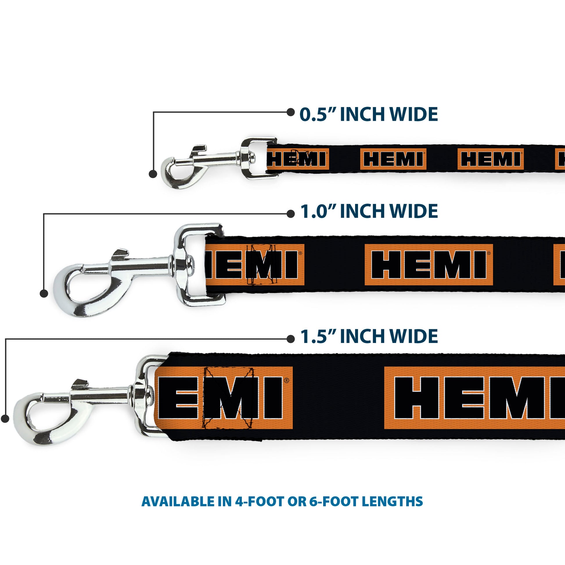 Dog Leash - HEMI Bold Black/Orange/White/Black Dog Leashes Hemi