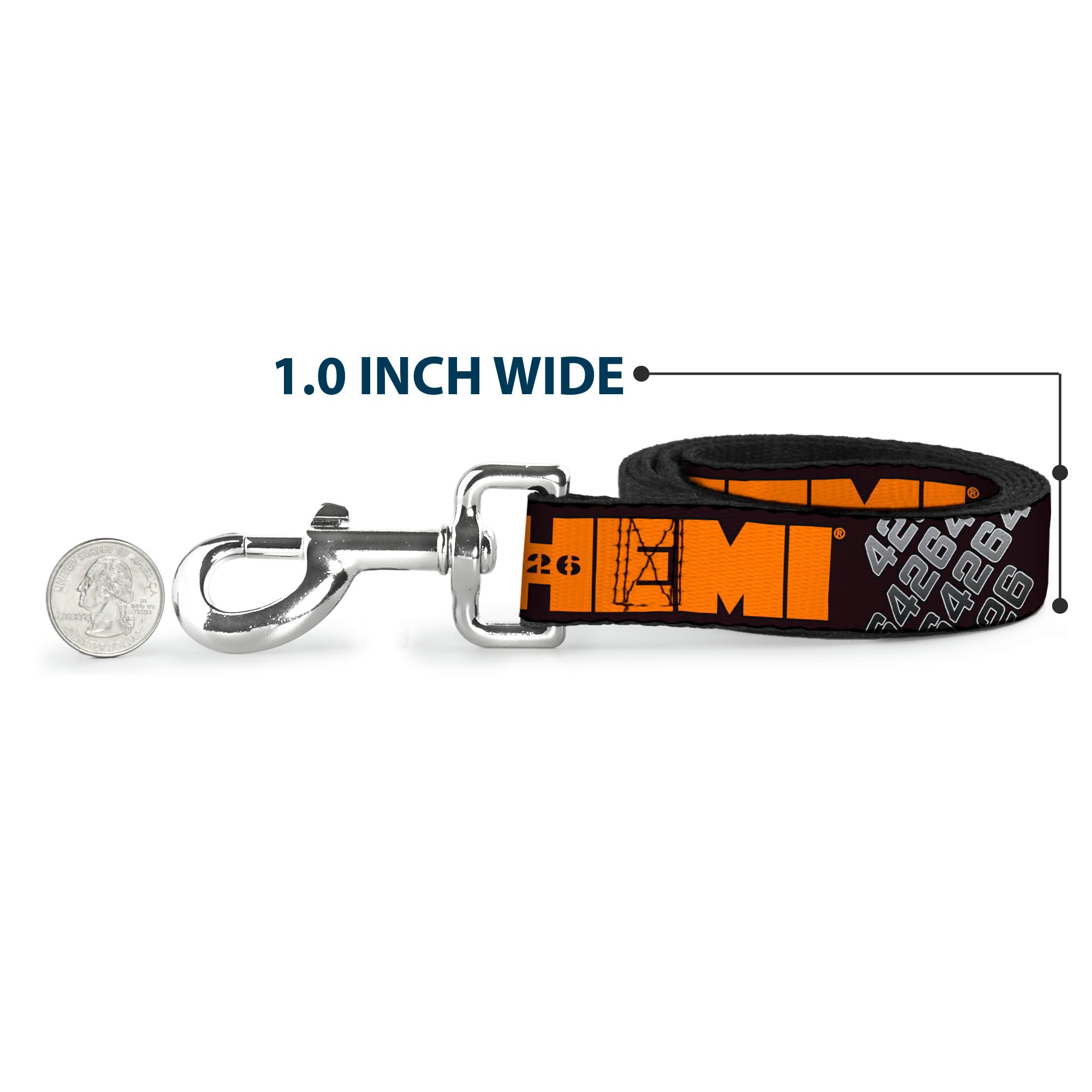 Dog Leash - HEMI 426 Logo 392/426 Black/Orange/Silver-Fade Dog Leashes Hemi