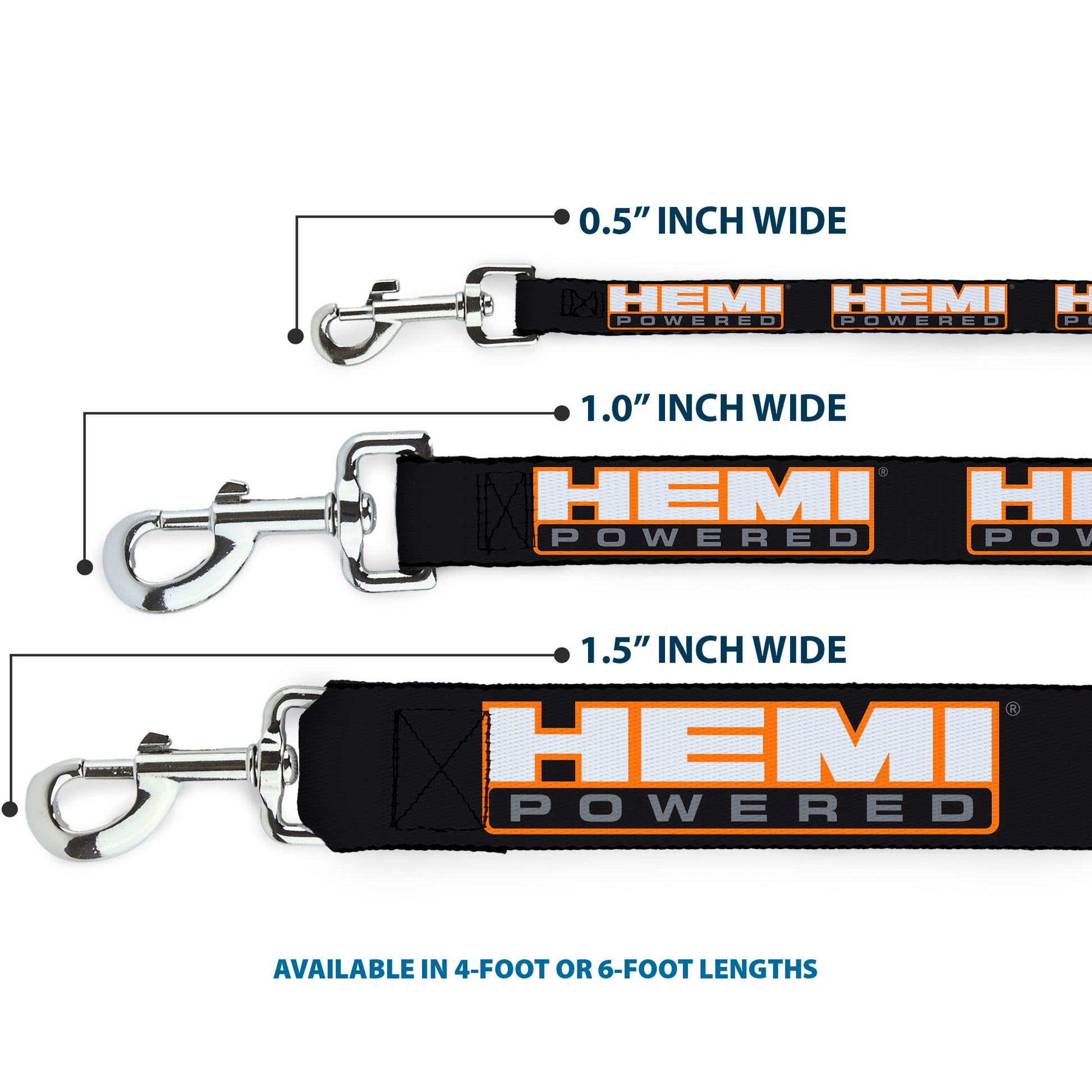 Dog Leash - HEMI POWERED Logo Repeat Black/Orange/White/Gray Dog Leashes Hemi