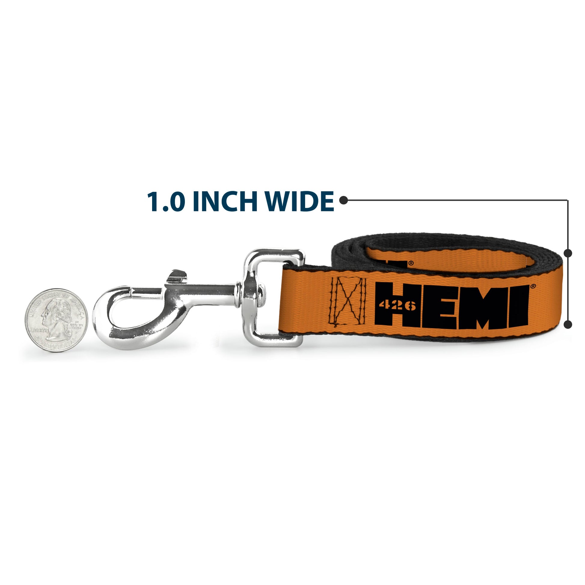 Dog Leash - HEMI 426 Logo Repeat Orange/Black Dog Leashes Hemi