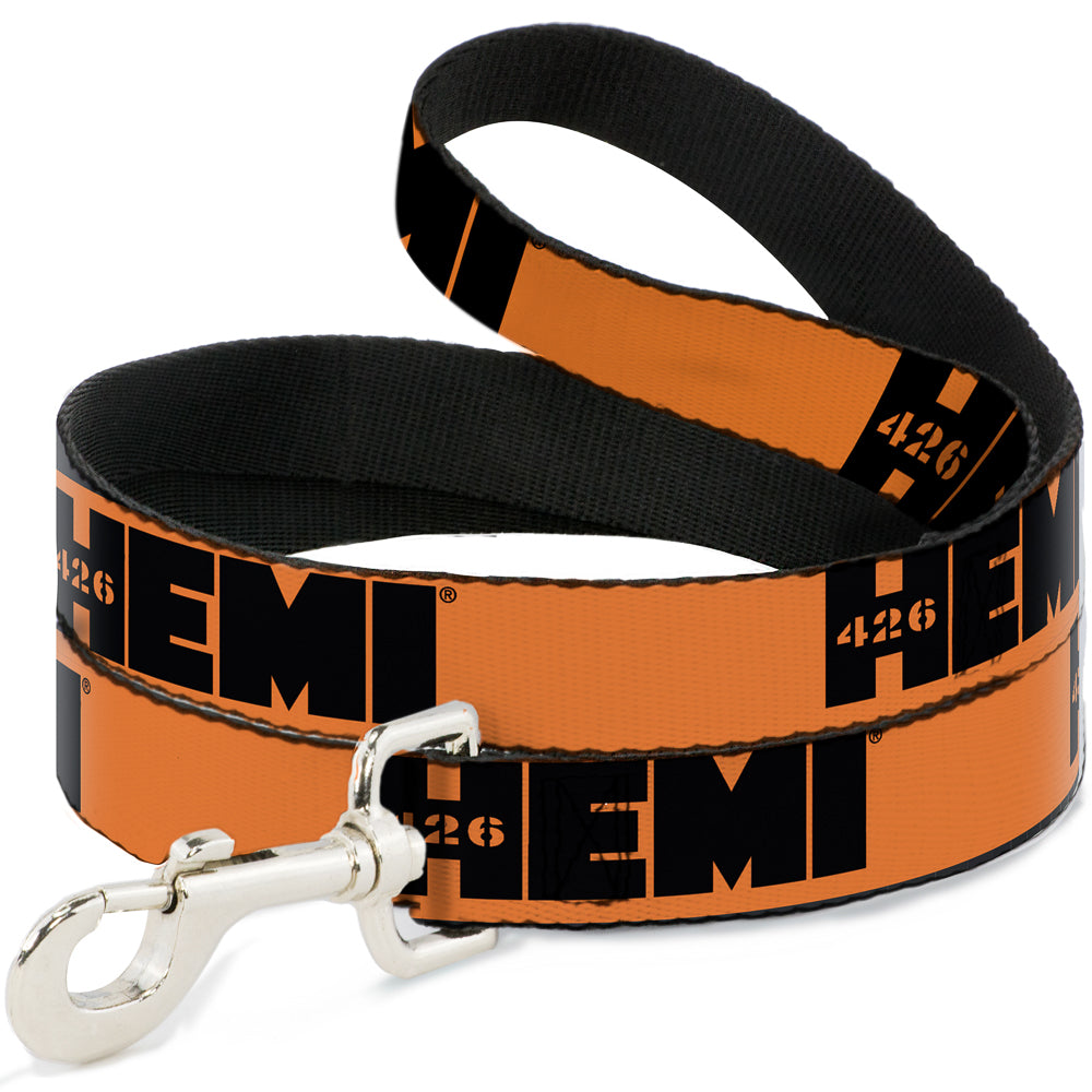 Dog Leash - HEMI 426 Logo Repeat Orange/Black Dog Leashes Hemi