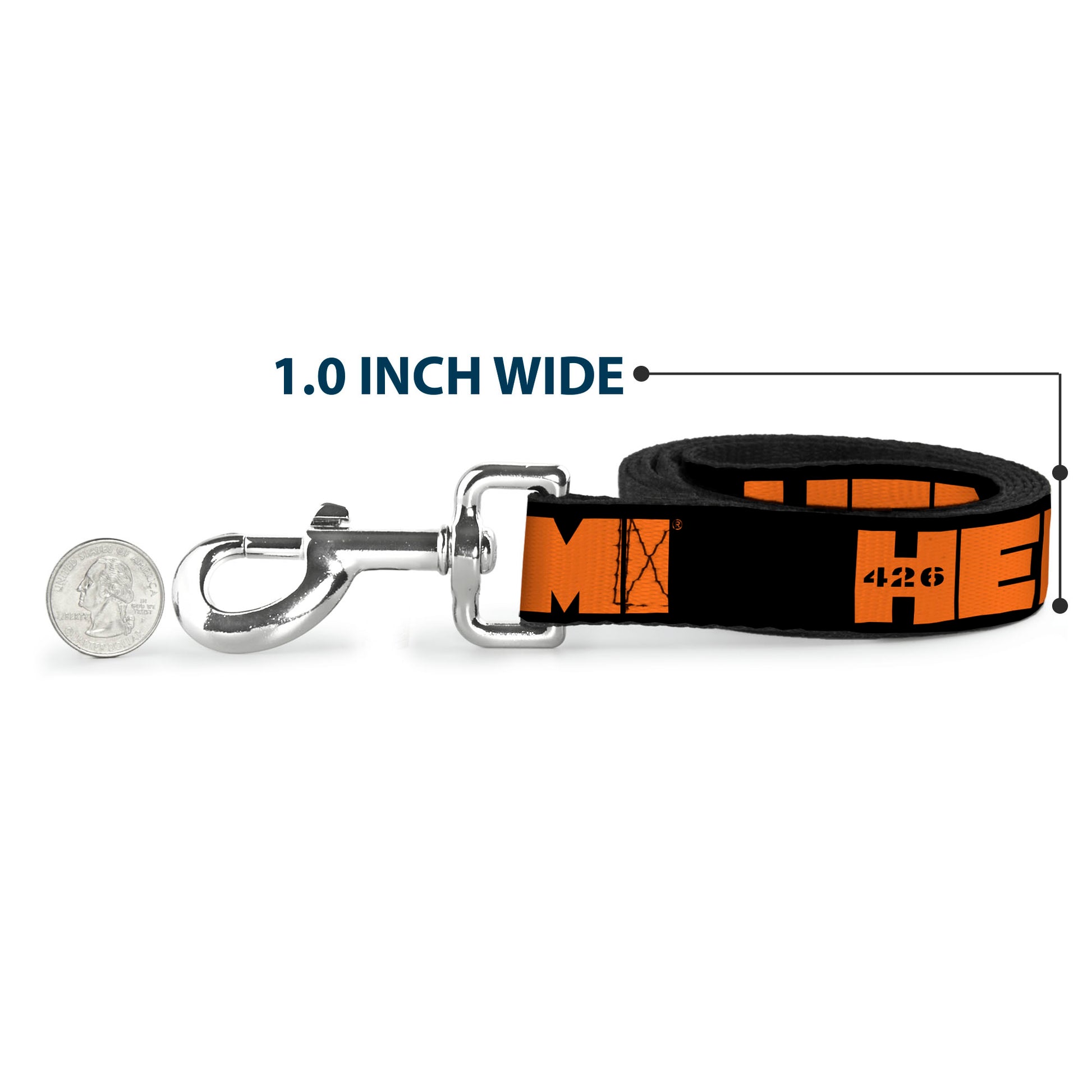 Dog Leash - HEMI 426 Logo Repeat Black/Orange Dog Leashes Hemi