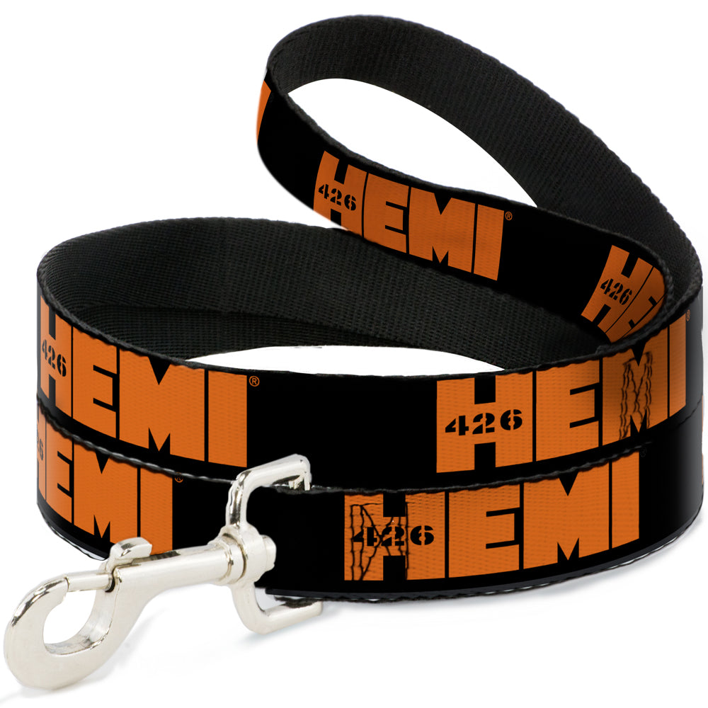 Dog Leash - HEMI 426 Logo Repeat Black/Orange Dog Leashes Hemi