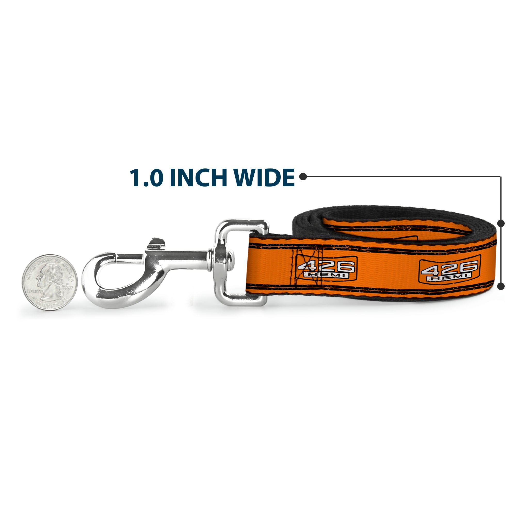 Dog Leash - 426 HEMI Badge/Stripes Weathered Orange/Black/White Dog Leashes Hemi