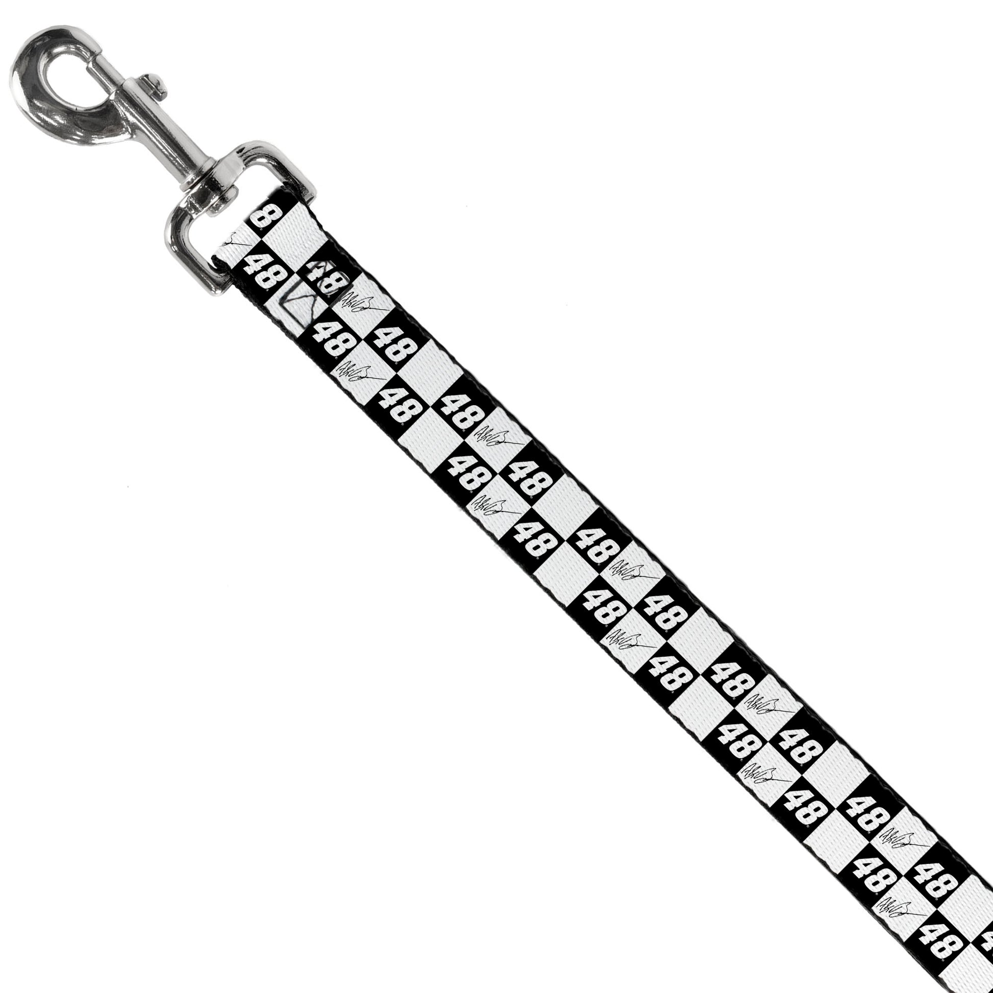 Dog Leash - Alex Bowman Autograph and #48 Checker Logo Black/White Dog Leashes Hendrick Motorsports