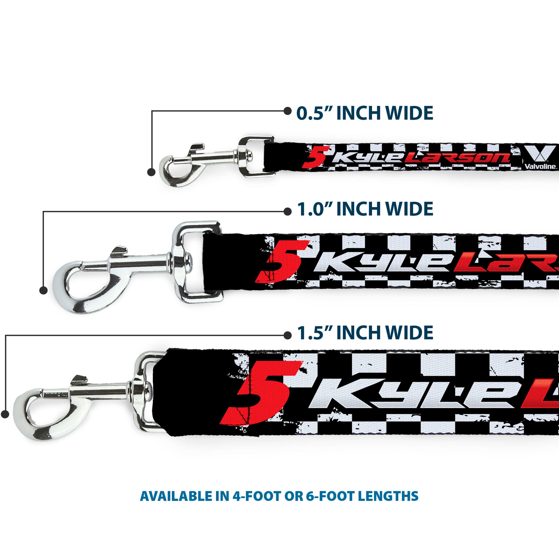 Dog Leash - KYLE LARSON #5 VALVOLINE Hendrick Motorsports Logo Black/White/Red Dog Leashes Hendrick Motorsports