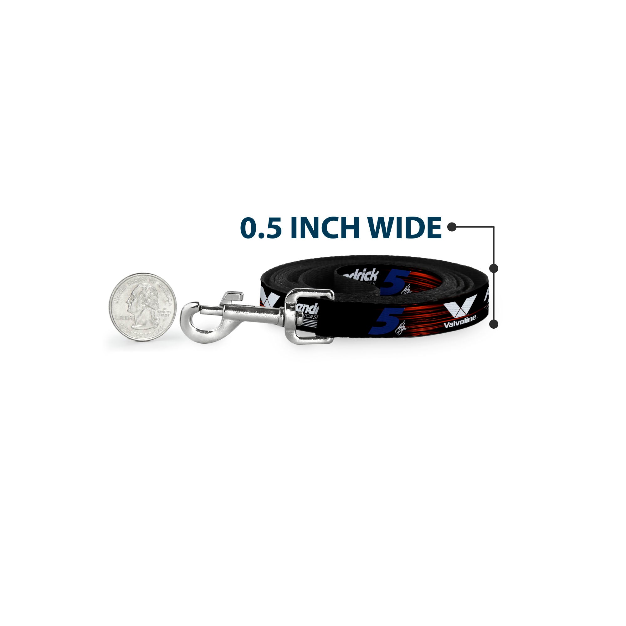 Dog Leash - Kyle Larson #5 Autograph VALVOLINE Hendrick Motorsports Logo Black/Red/White/Blue Dog Leashes Hendrick Motorsports