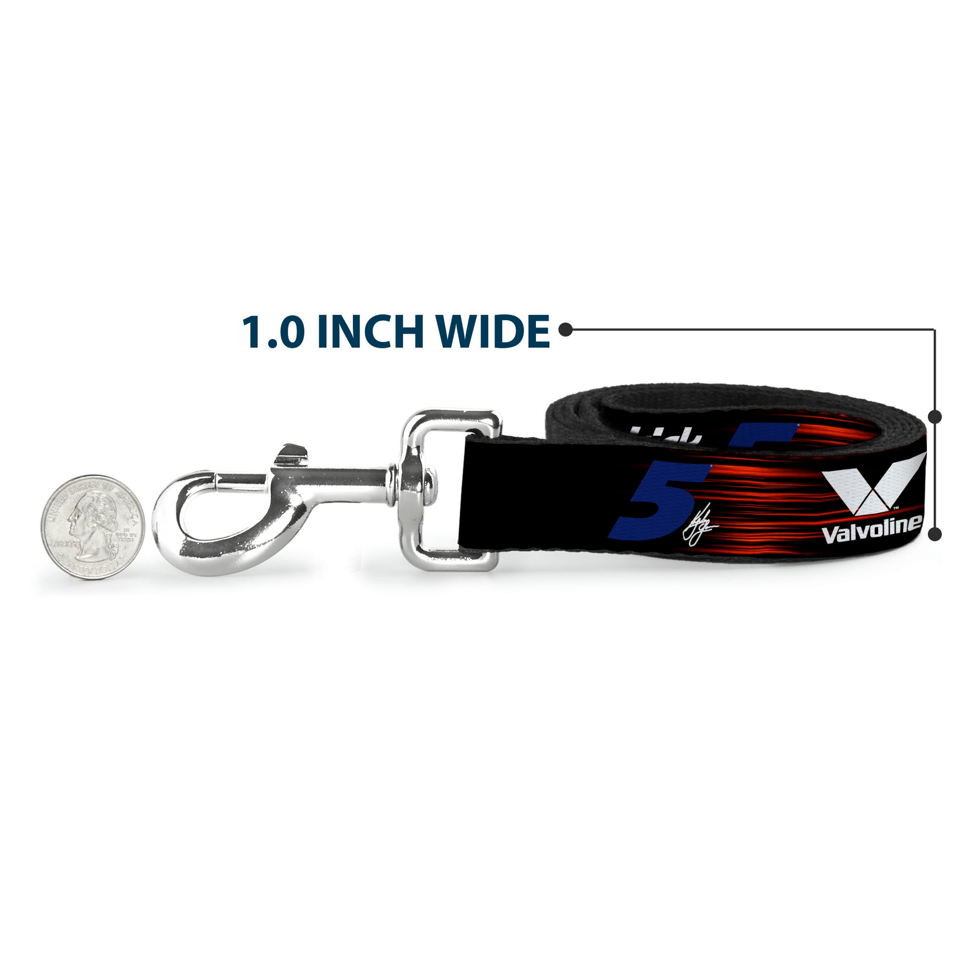 Dog Leash - Kyle Larson #5 Autograph VALVOLINE Hendrick Motorsports Logo Black/Red/White/Blue Dog Leashes Hendrick Motorsports