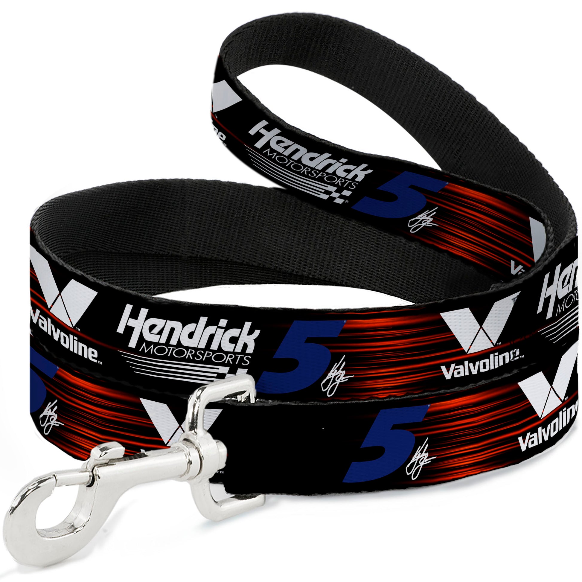 Dog Leash - Kyle Larson #5 Autograph VALVOLINE Hendrick Motorsports Logo Black/Red/White/Blue Dog Leashes Hendrick Motorsports