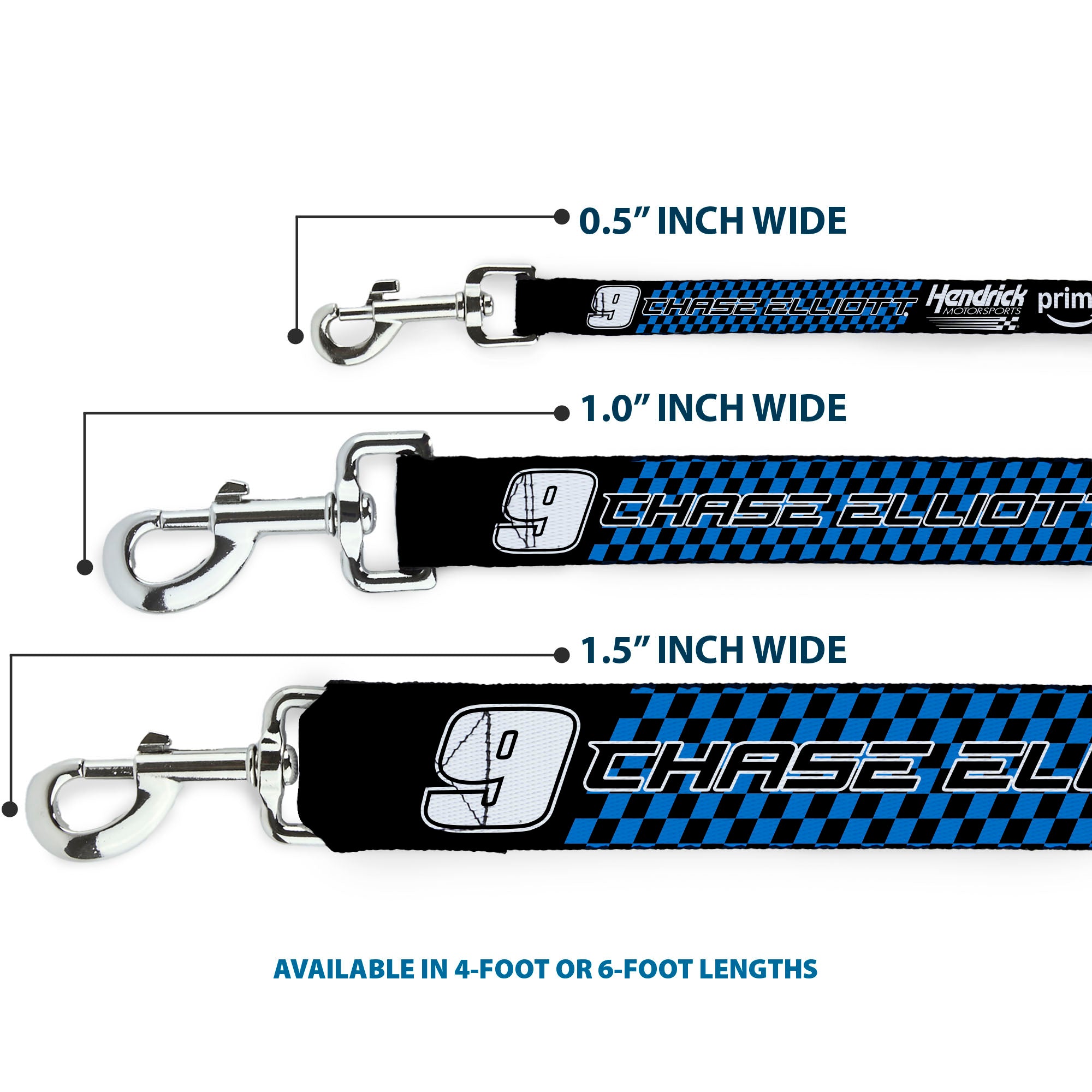 Dog Leash - CHASE ELLIOTT #9 PRIME Hendrick Motorsports Logo Black/White/Blue Dog Leashes Hendrick Motorsports